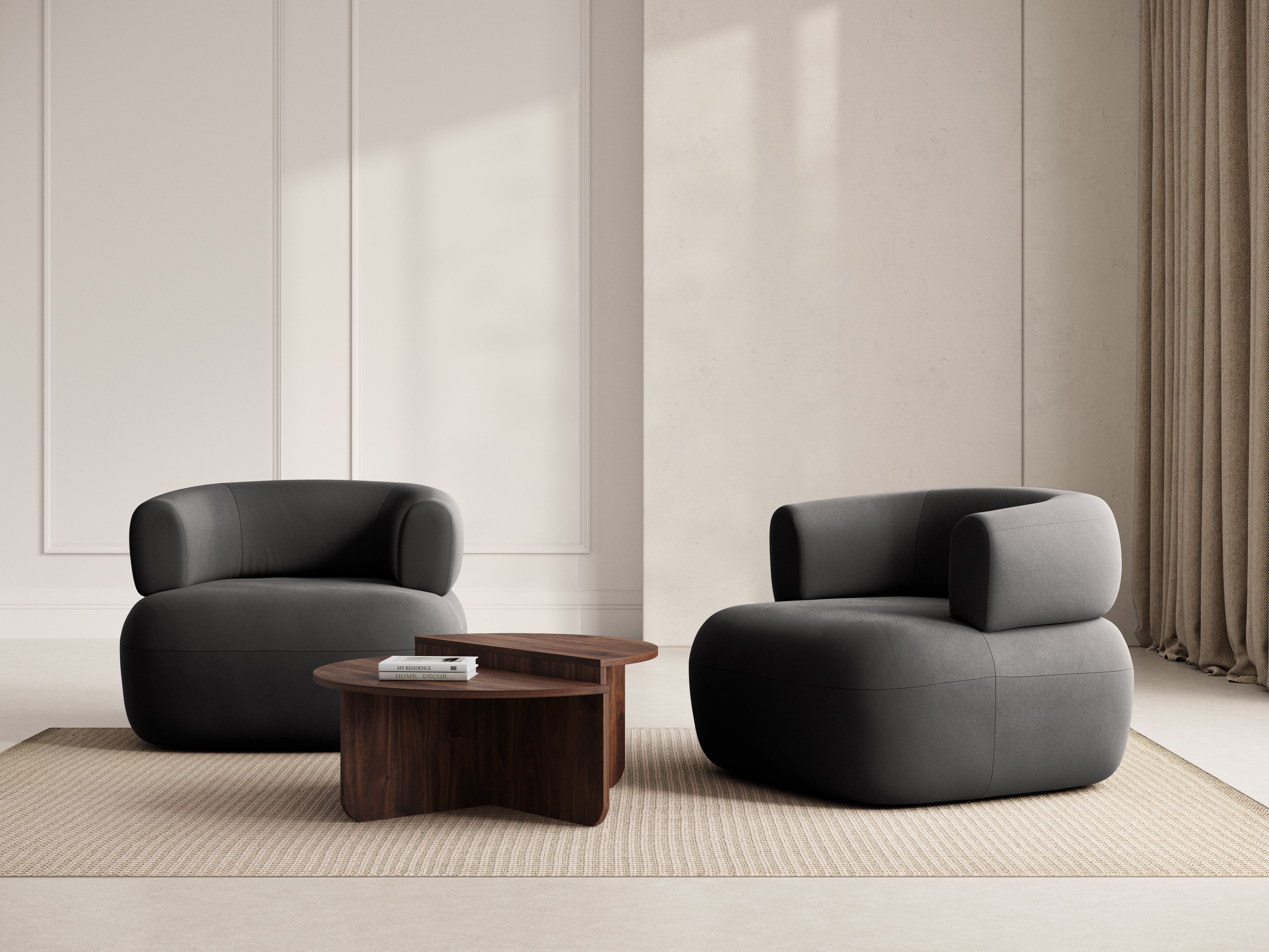 JENNY Dark Gray Velvet Armchair