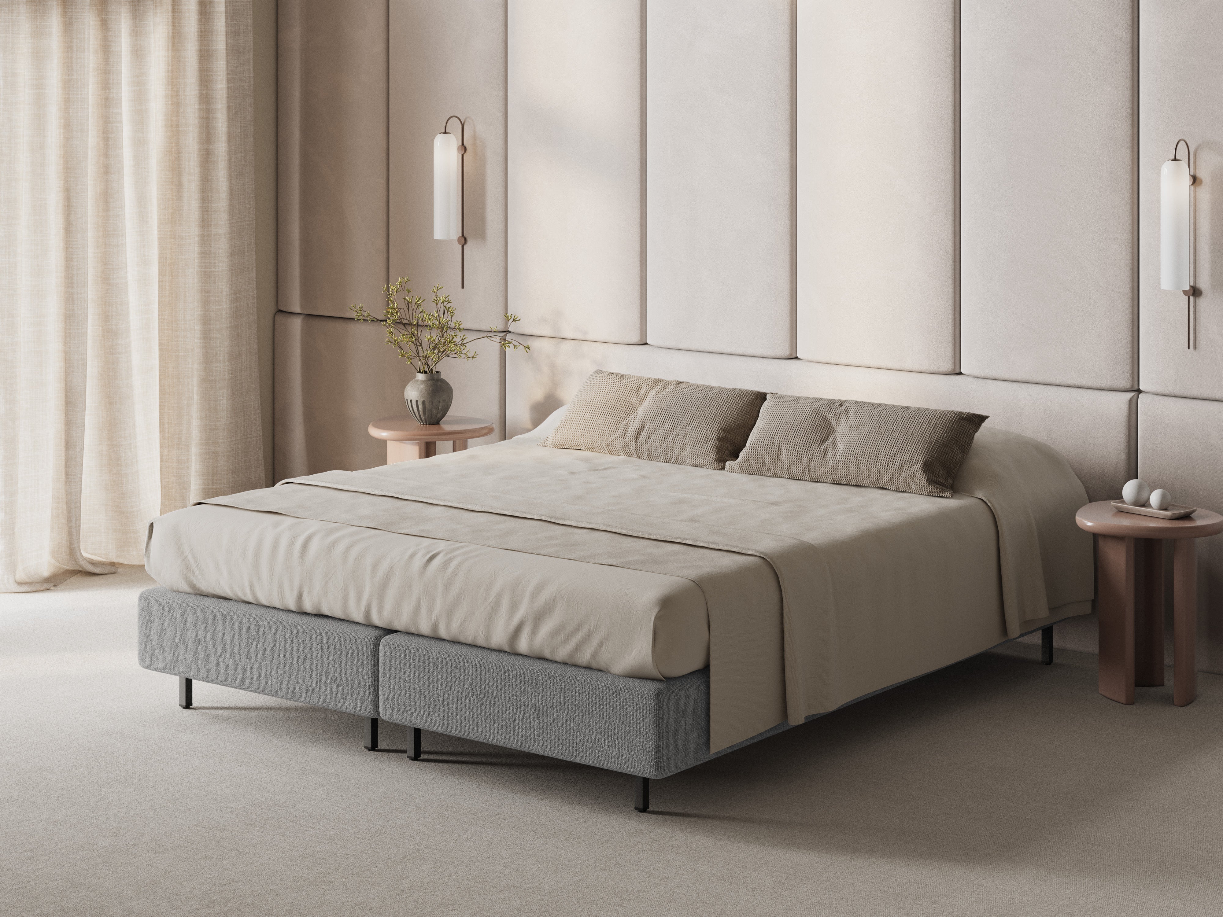 Bett WHALE hellgrau Chenille