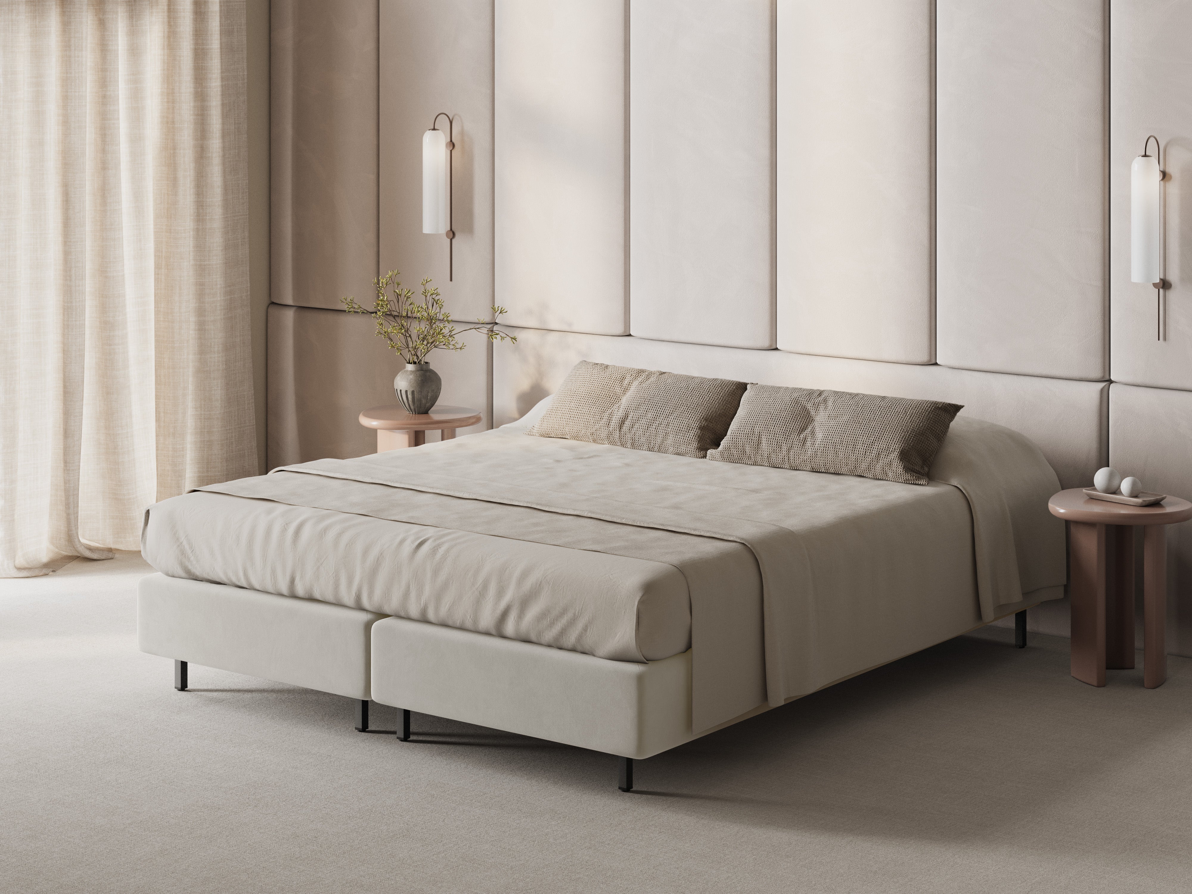 Samtbett WHALE beige