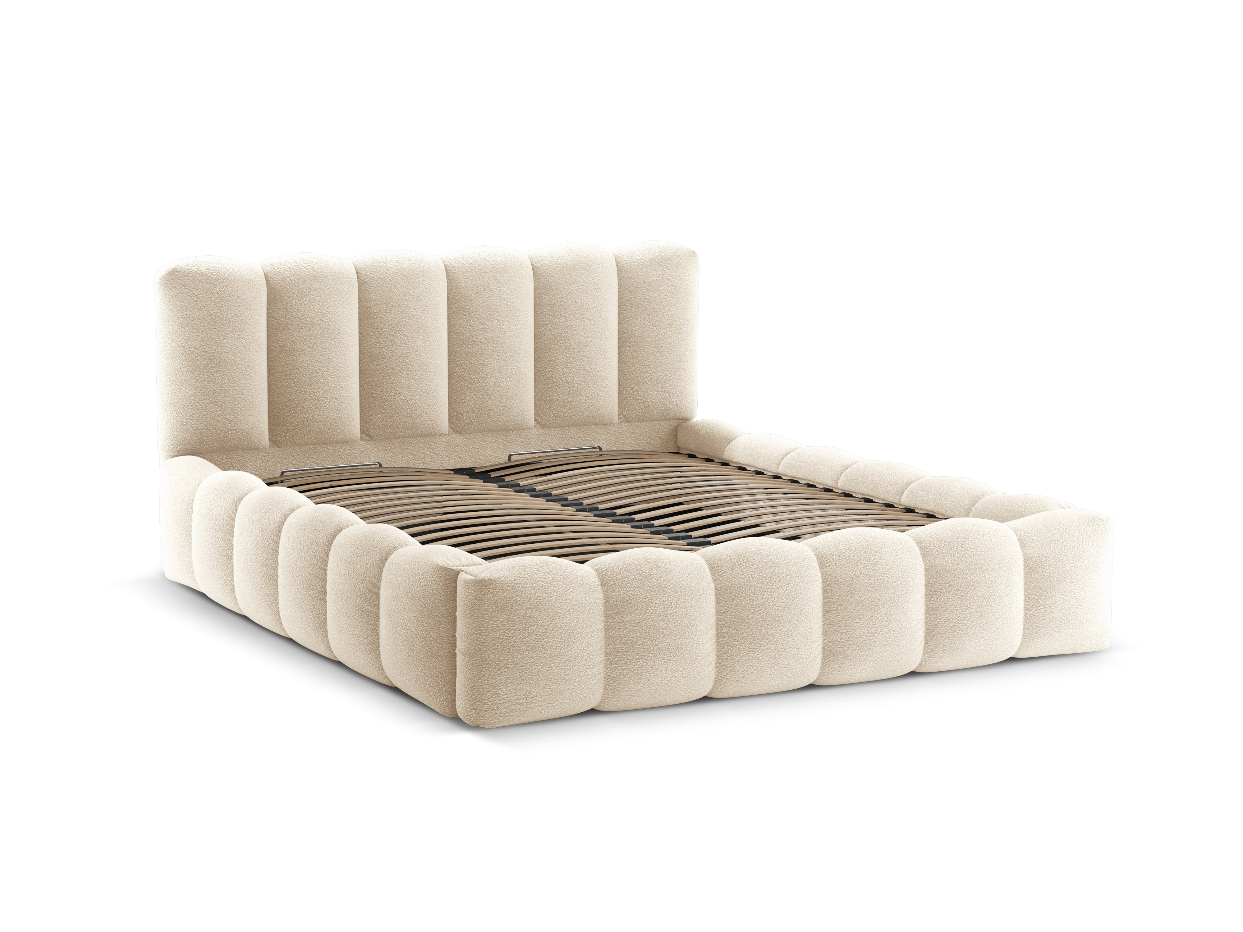Bett mit Stauraum LUPINE beige boucle
