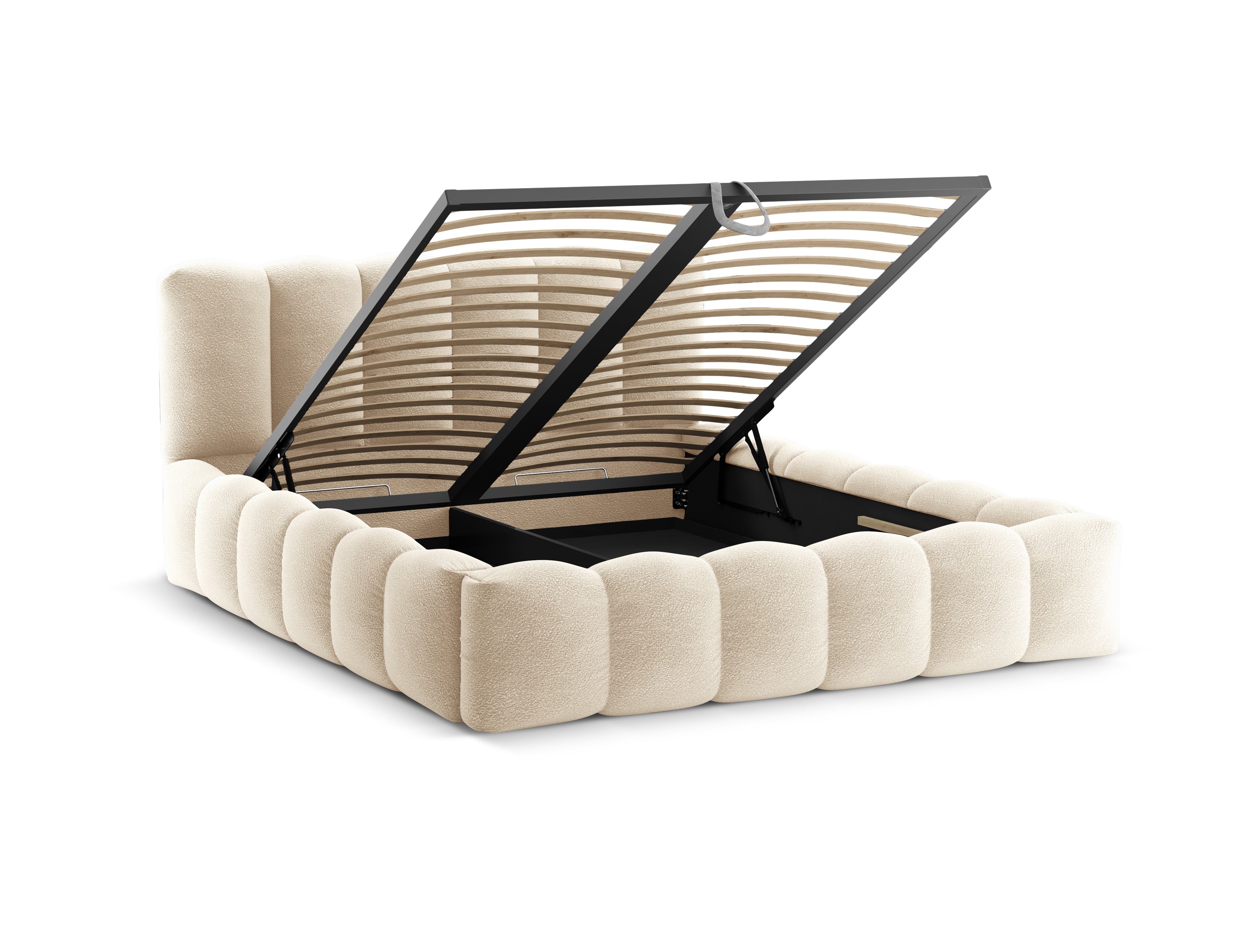 Bett mit Stauraum LUPINE beige boucle