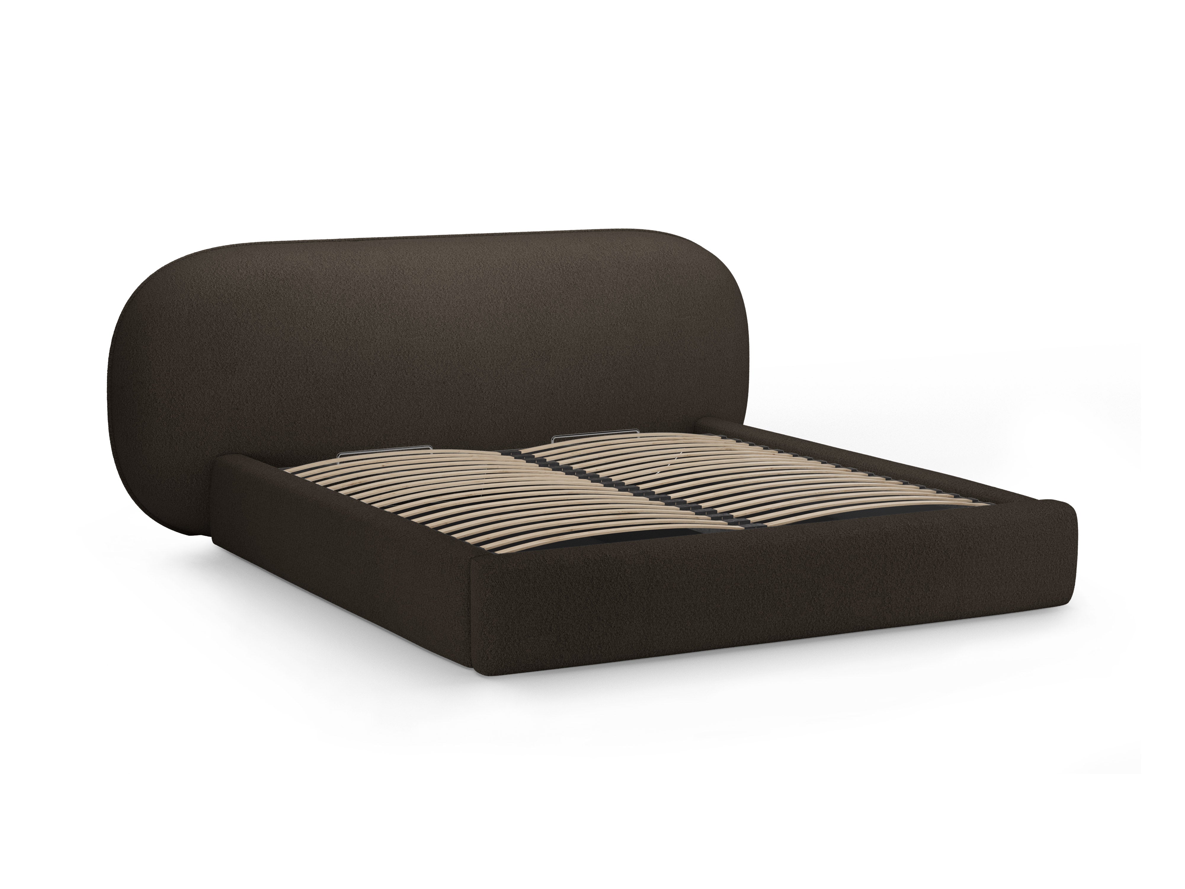 Bett OVALO braunes Boucle