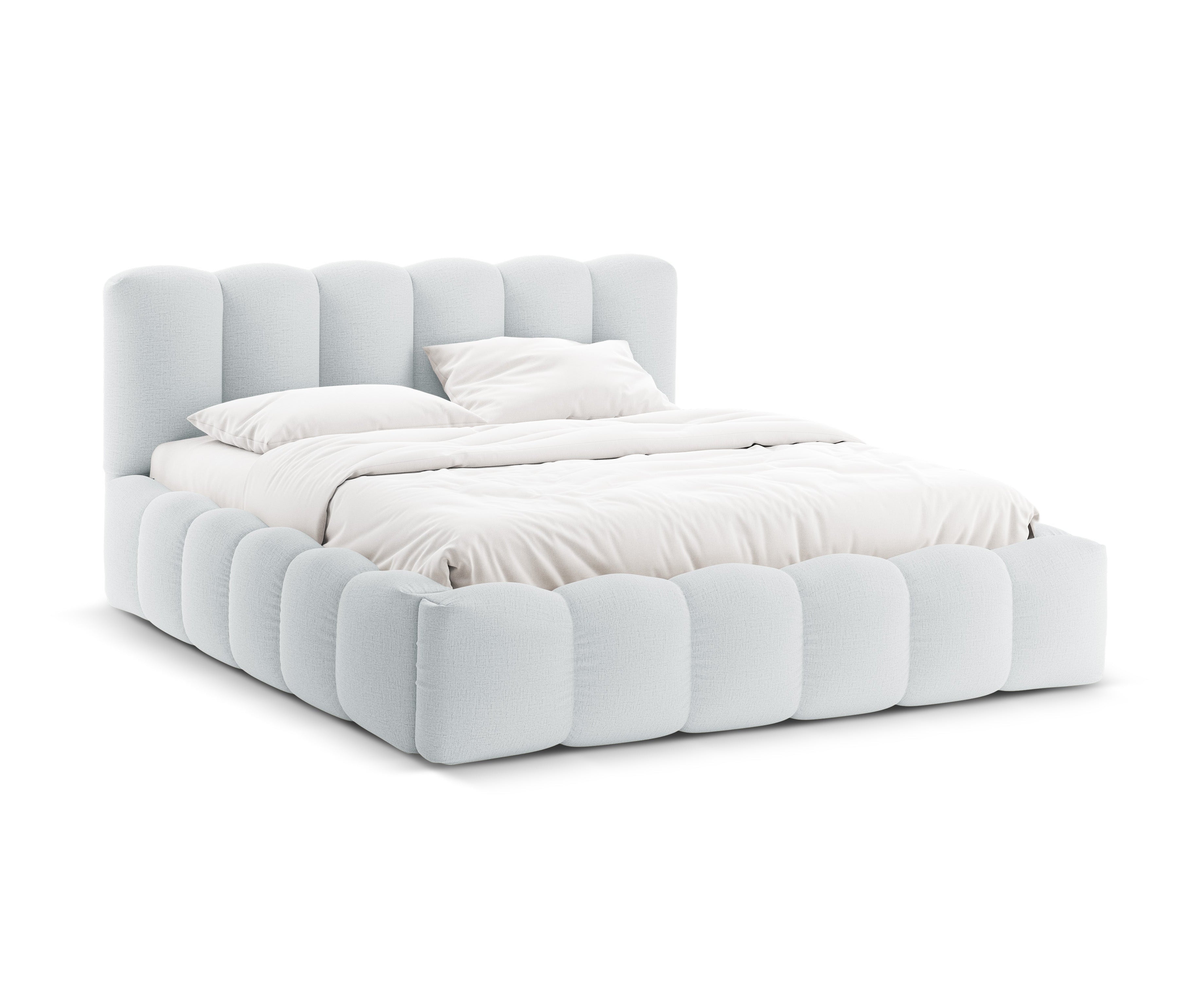 Bett mit Bettkasten LUPINE hellgrau