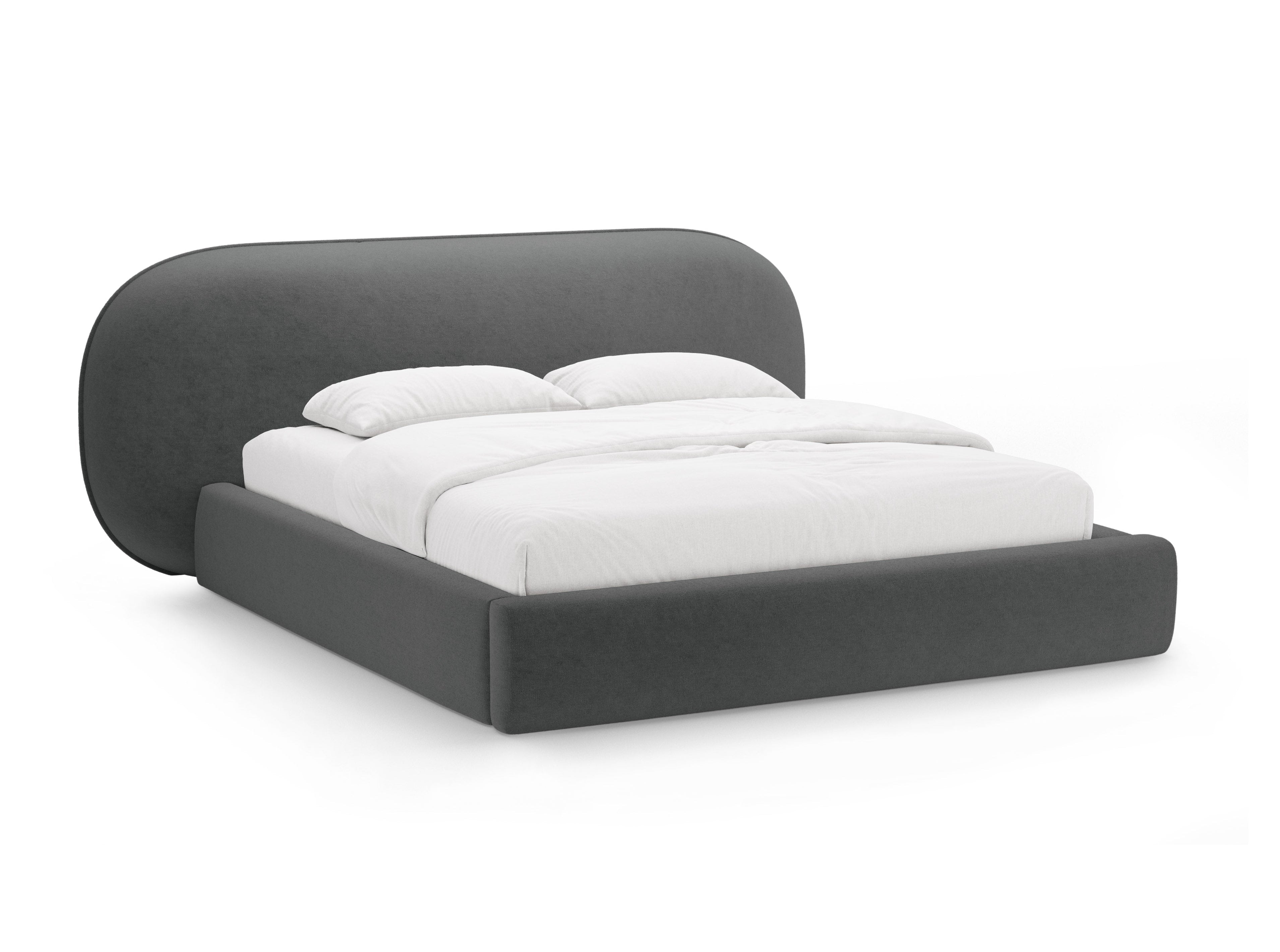 Bett OVALO dunkelgrau Chenille