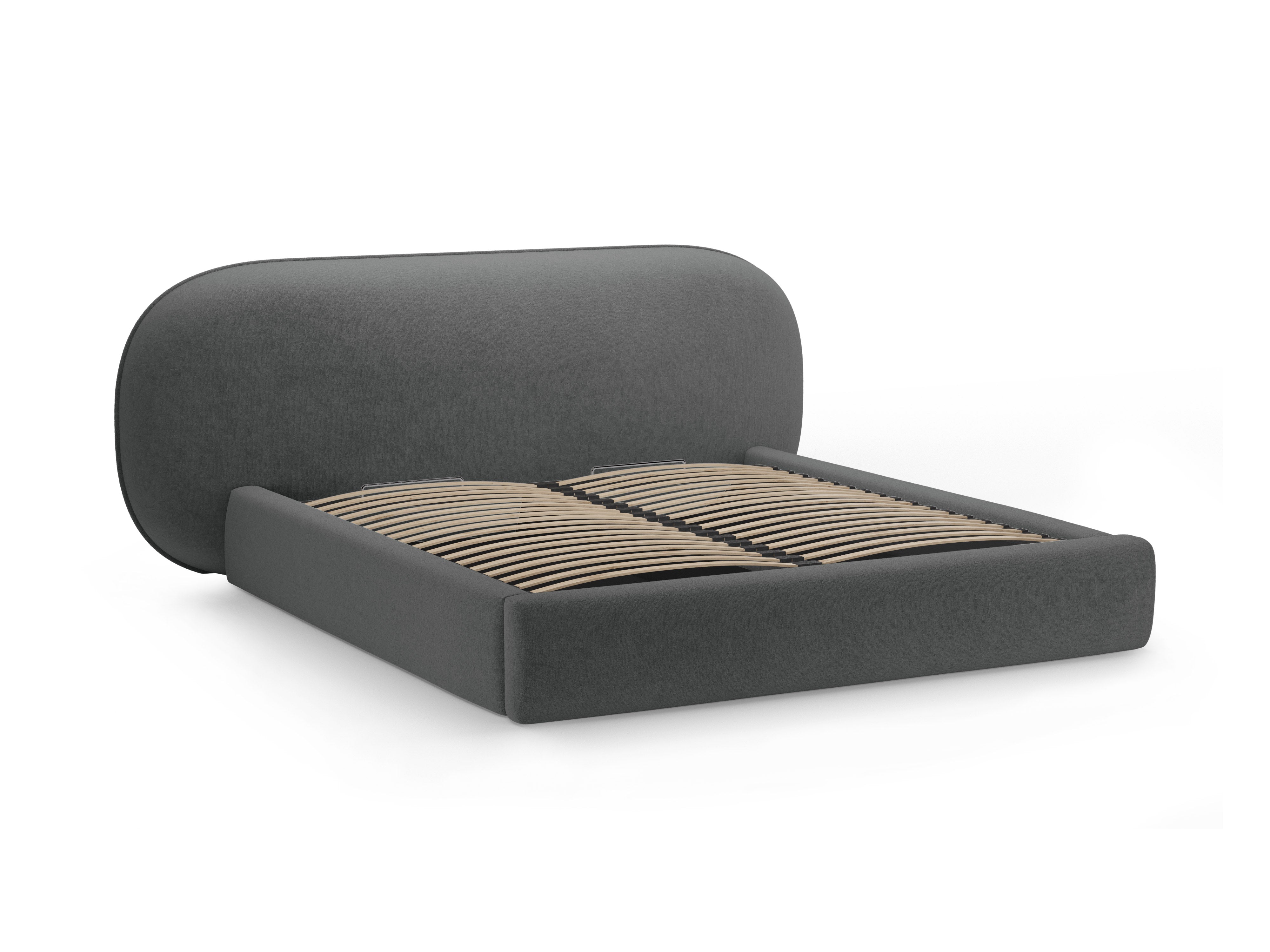 Bett OVALO dunkelgrau Chenille