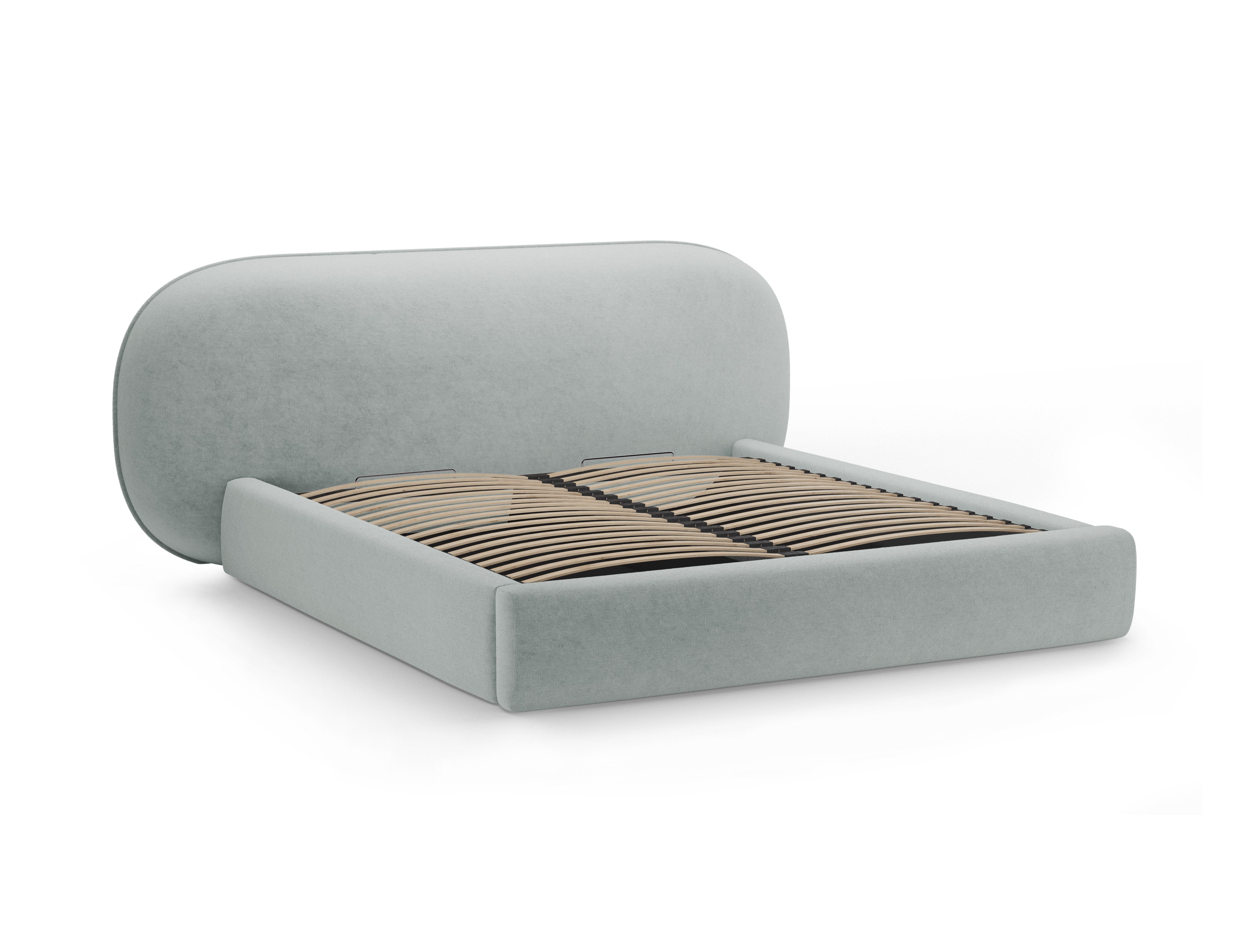 Bett OVALO hellblaues Chenille