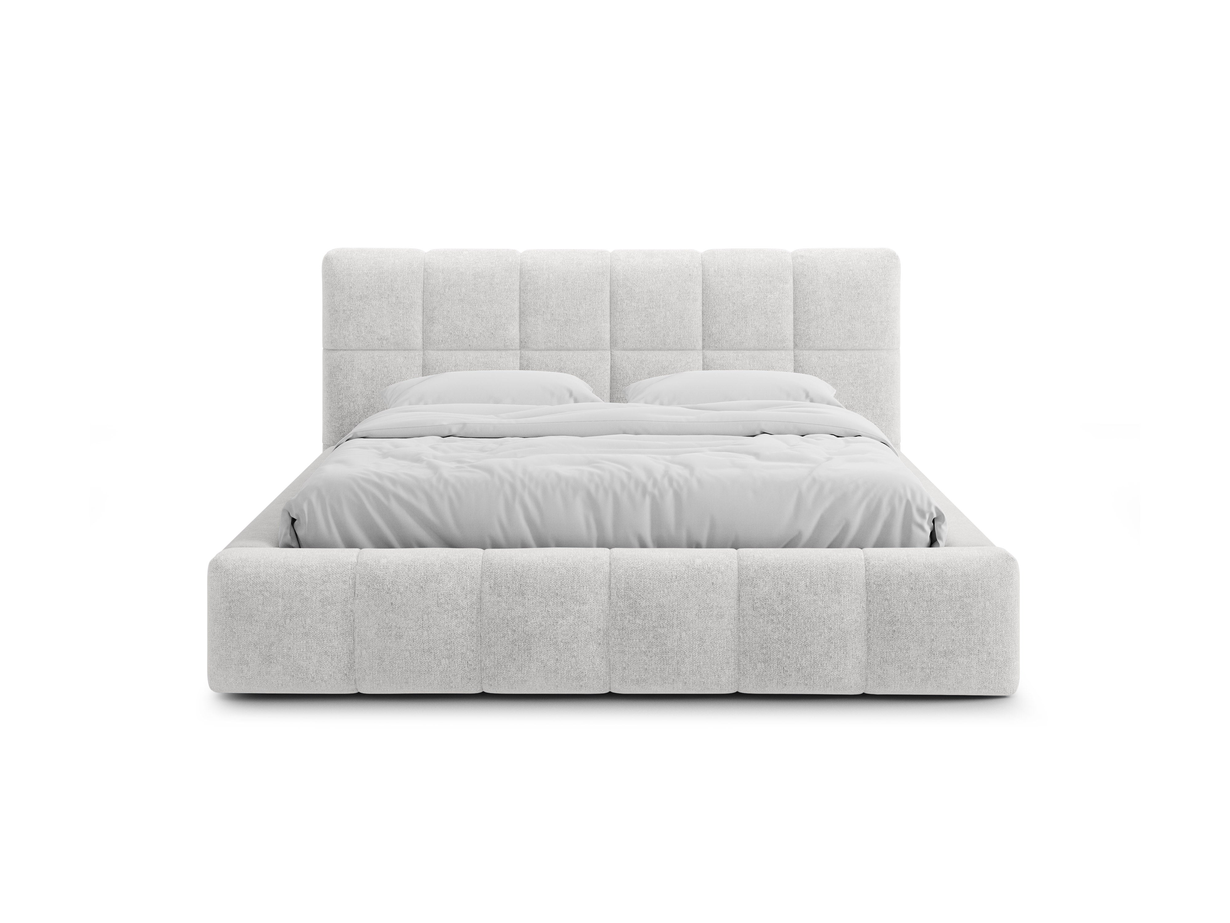 BELLIS Bett mit Bettkasten in silbernem Chenille