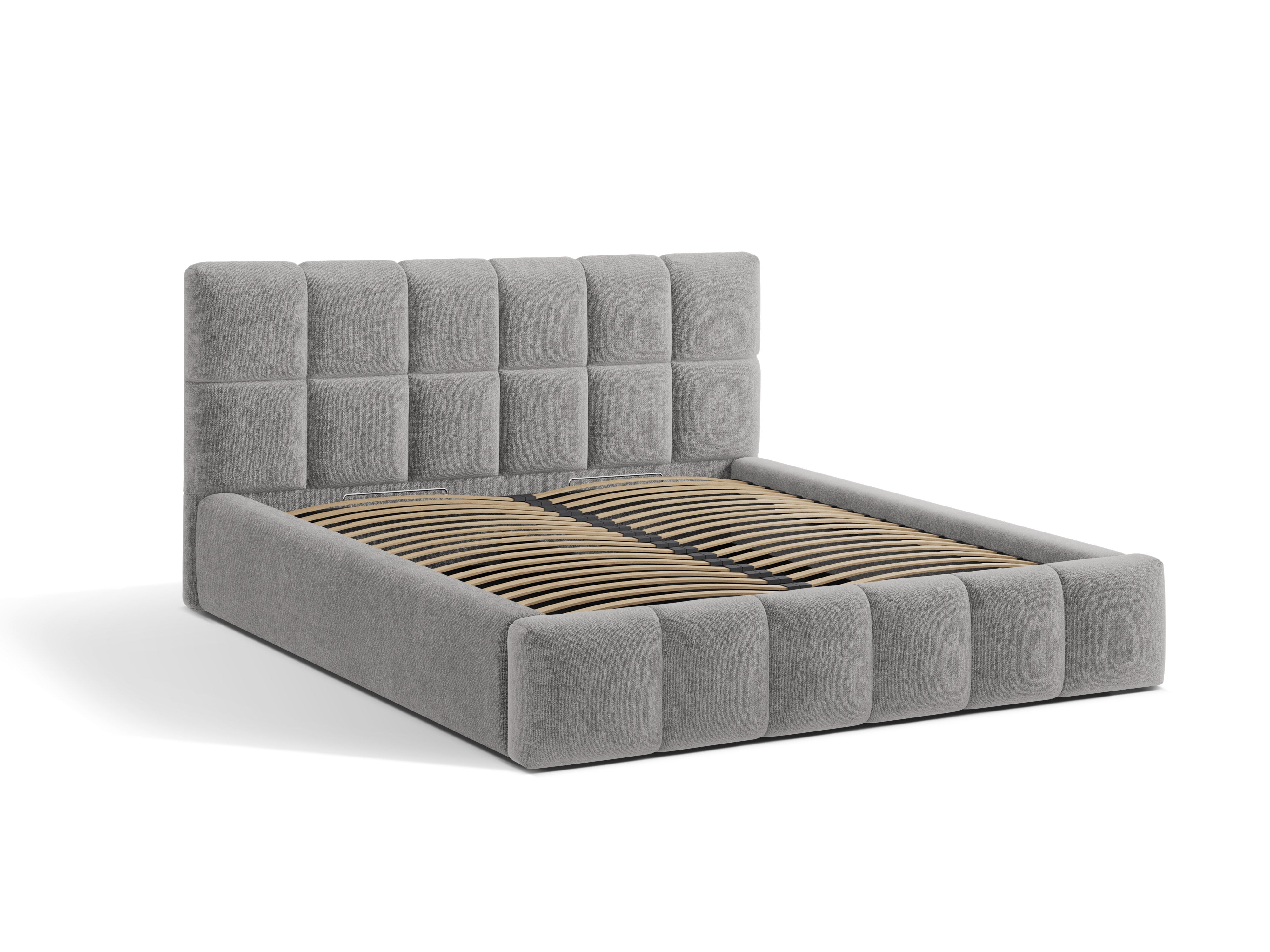 BELLIS Bett mit Bettkasten in grauem Chenille