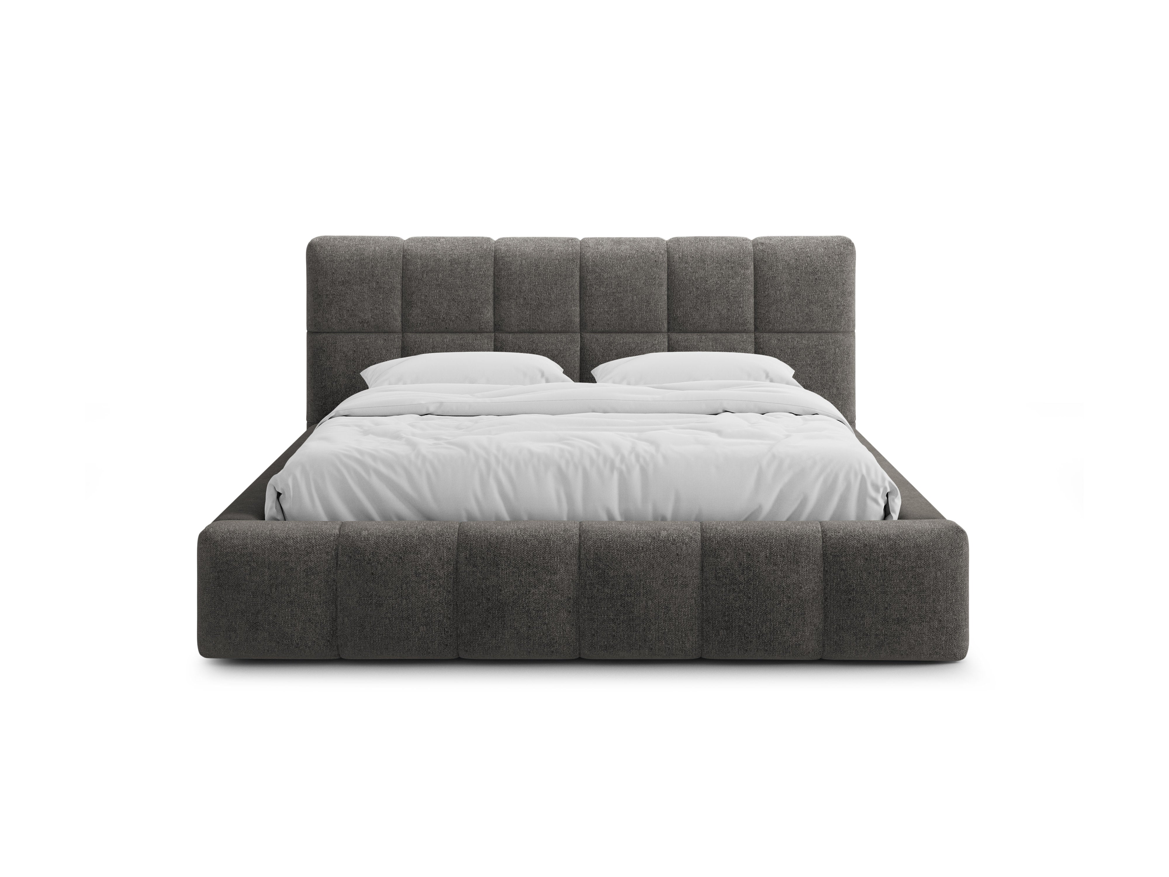 BELLIS Bett mit Bettkasten in dunkelgrauem Chenille