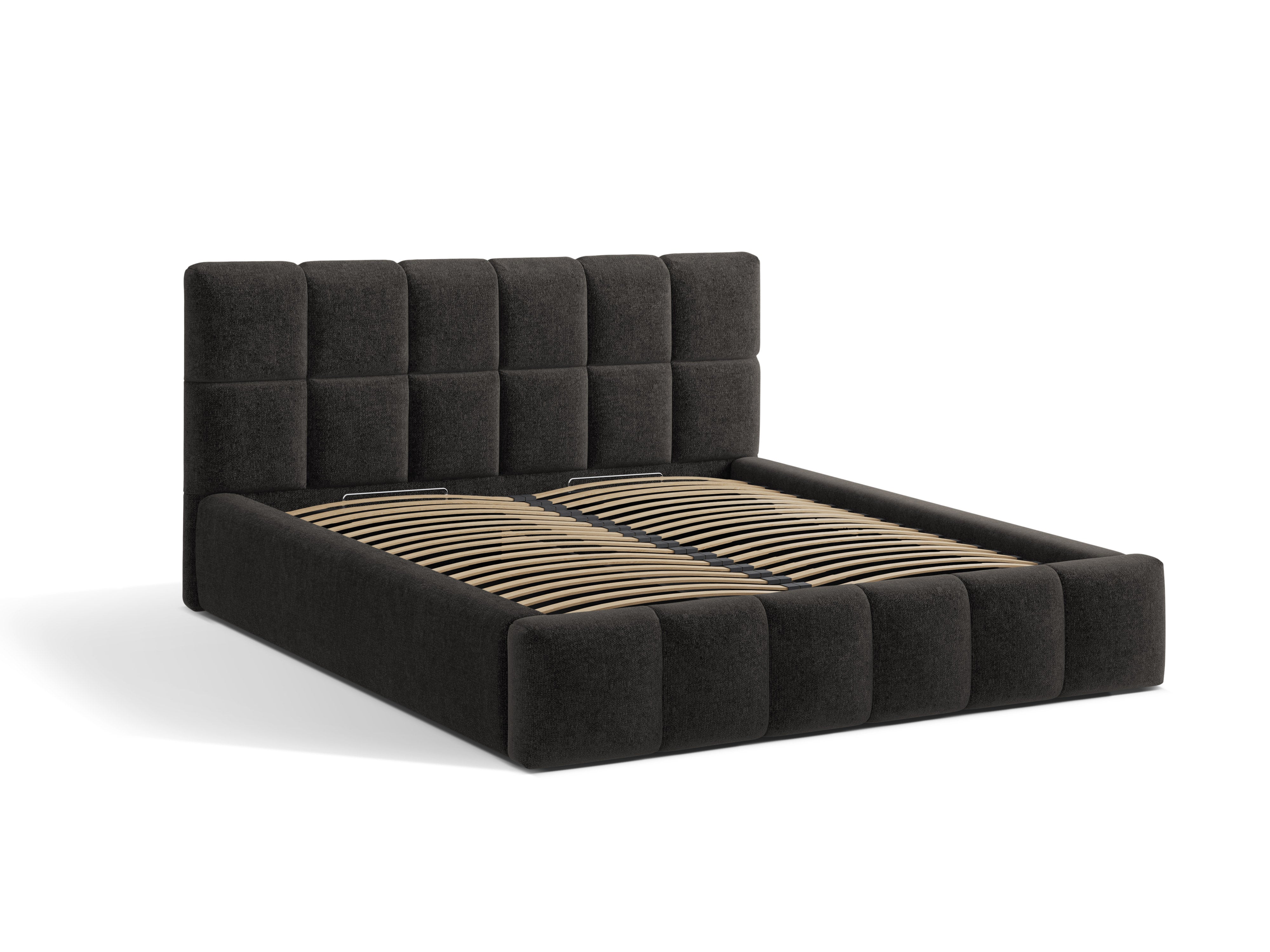 BELLIS Bett mit Bettkasten in anthrazitfarbenem Chenille