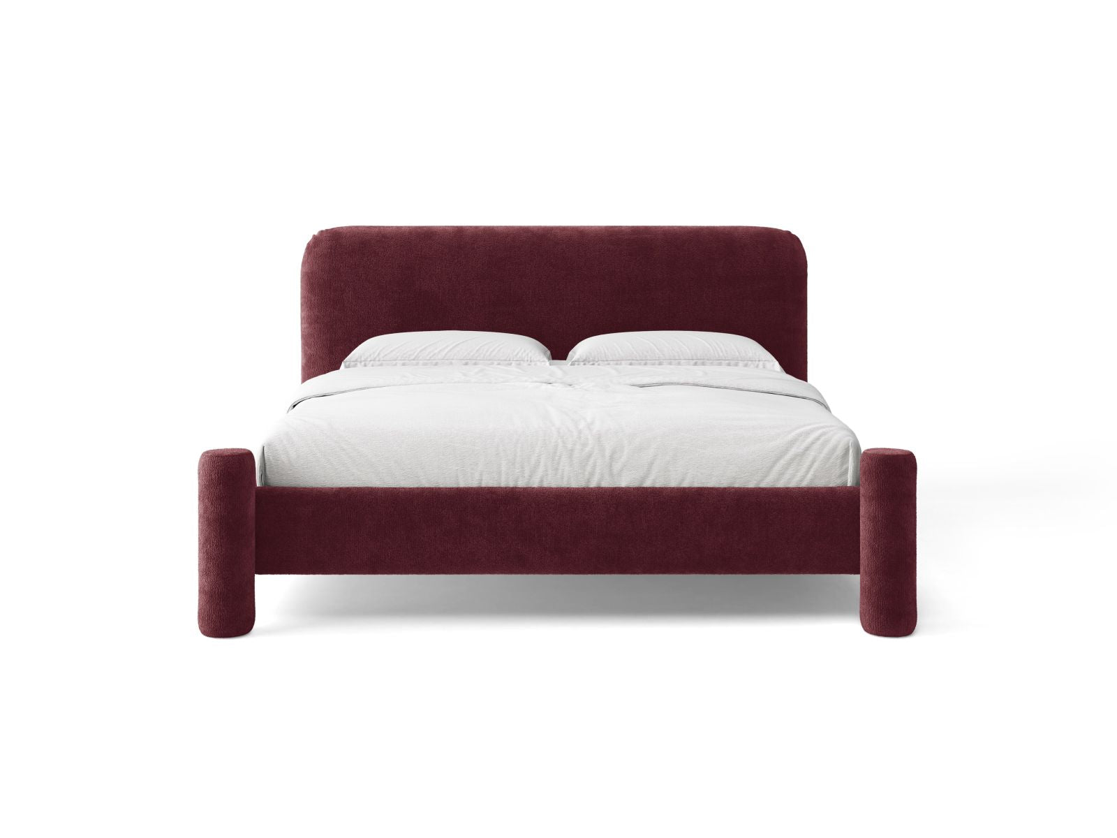Bett VERA in kirschrotem Chenille