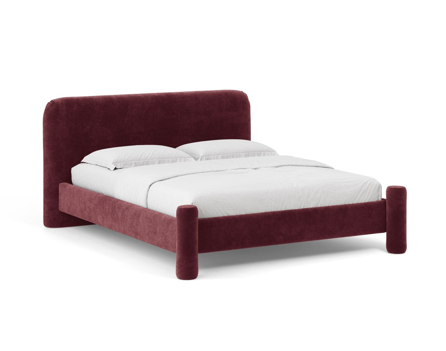 Bett VERA in kirschrotem Chenille