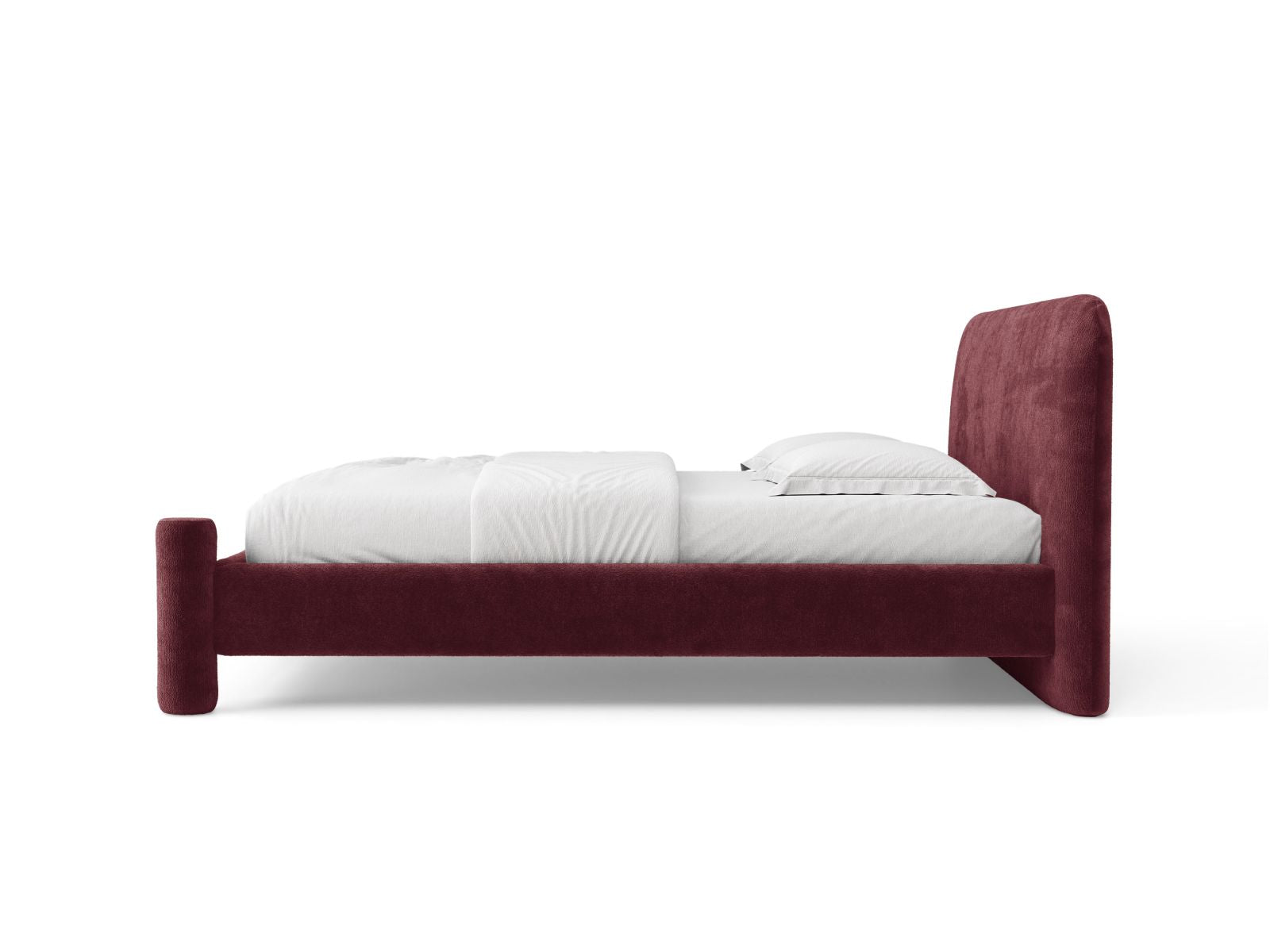Bett VERA in kirschrotem Chenille