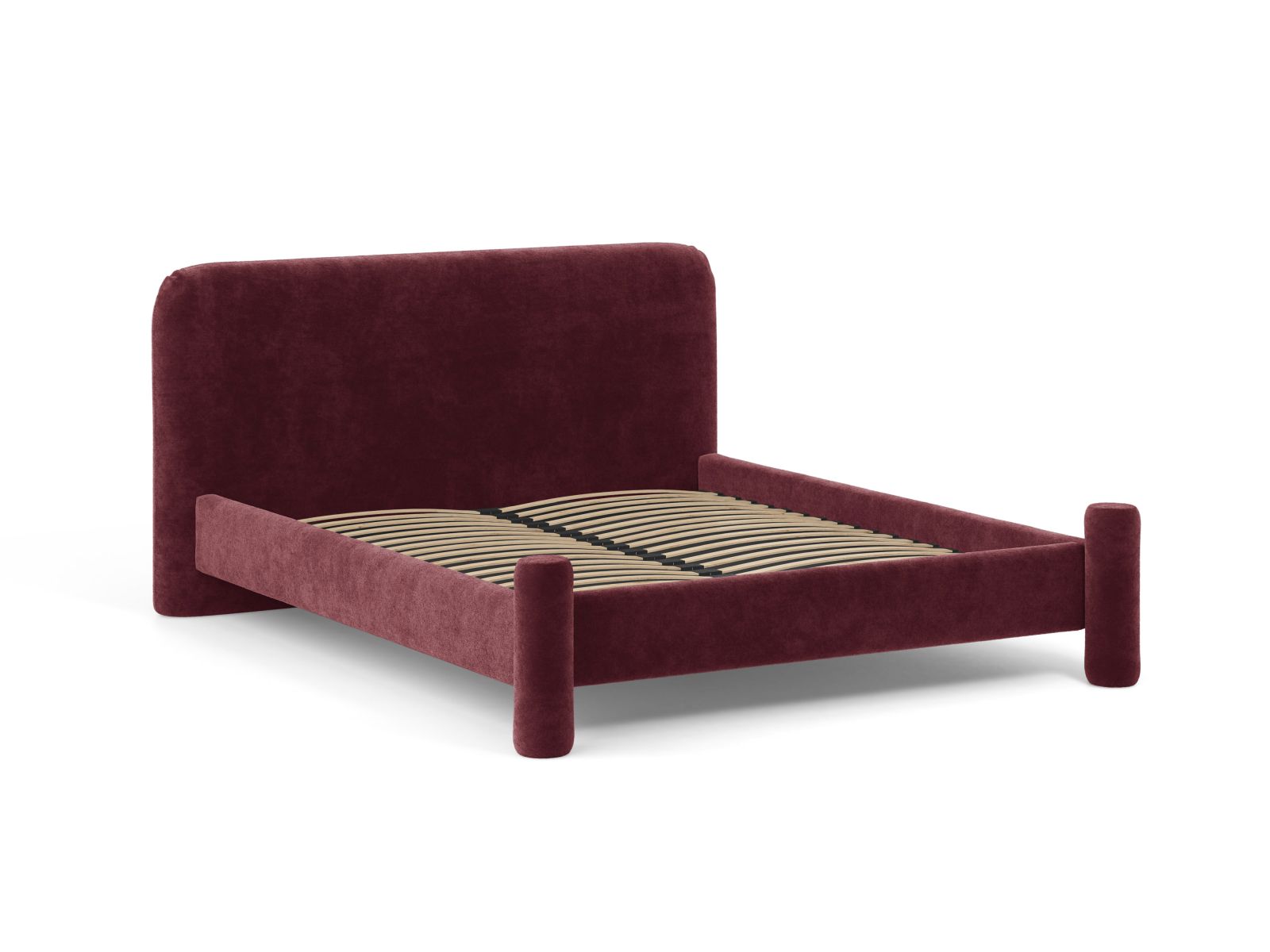 Bett VERA in kirschrotem Chenille