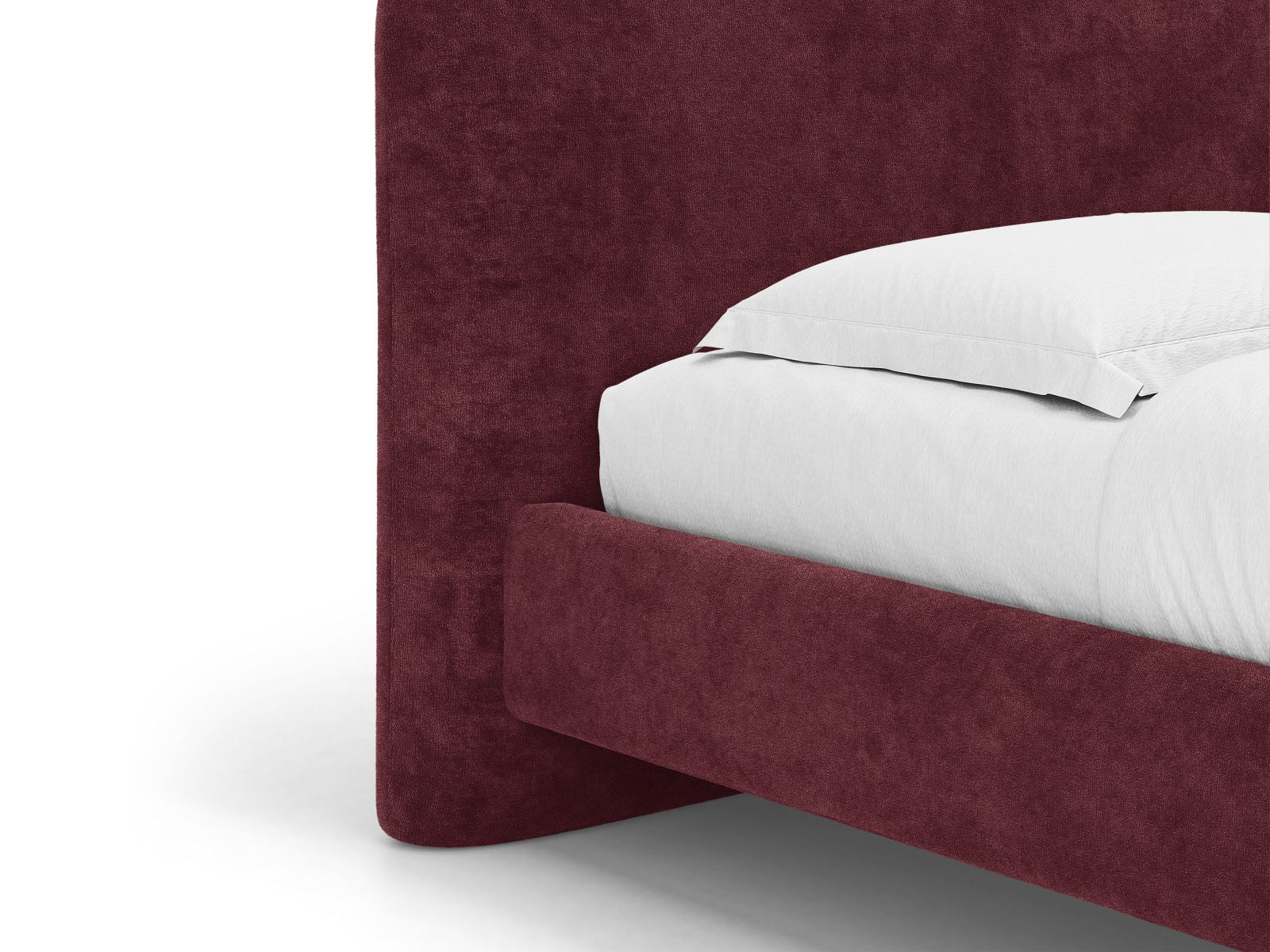Bett VERA in kirschrotem Chenille