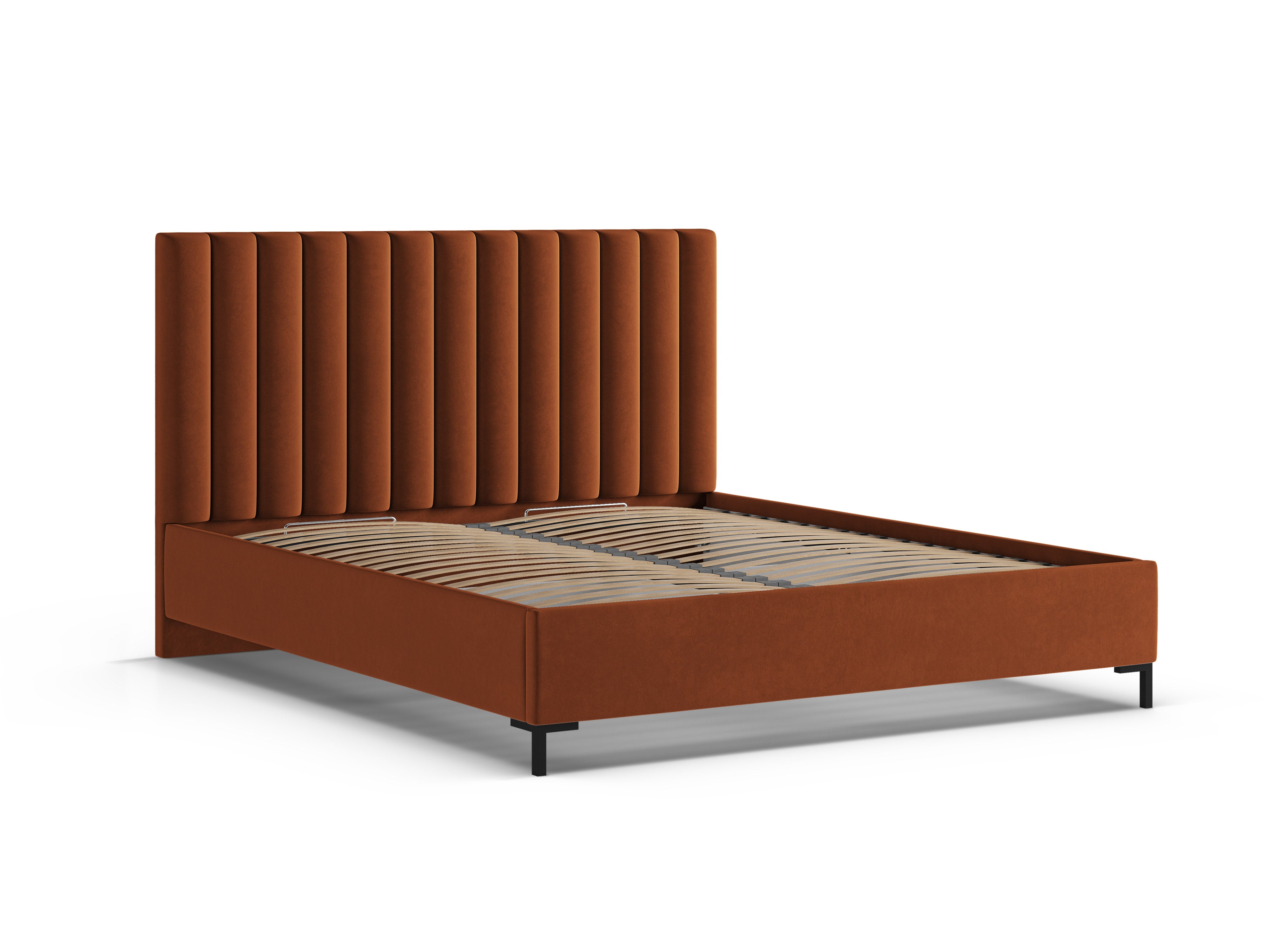 Samt-Bett mit Bettkasten ALLISON ziegelrot