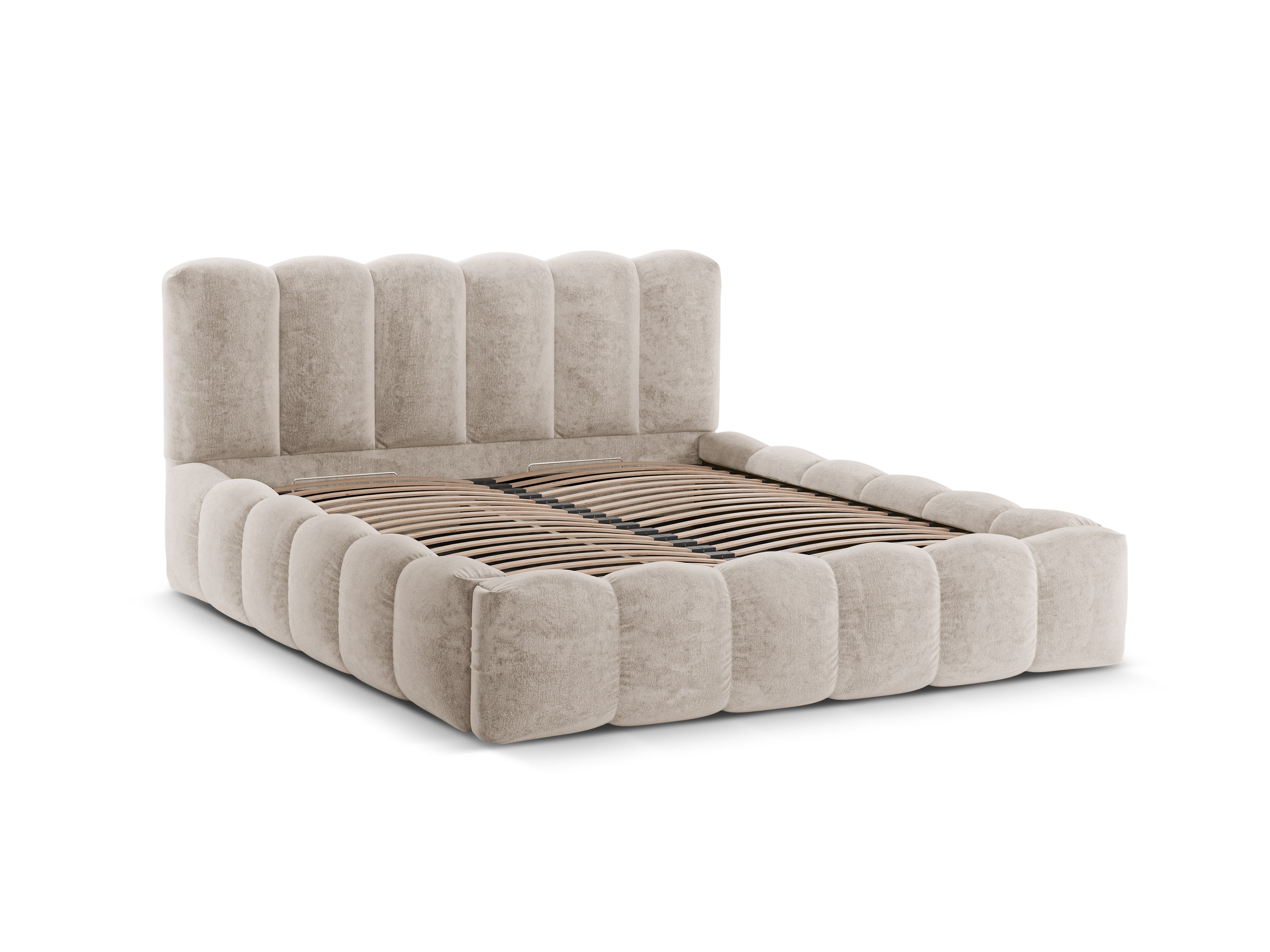 Bett mit Bettkasten LUPINE beige Chenille