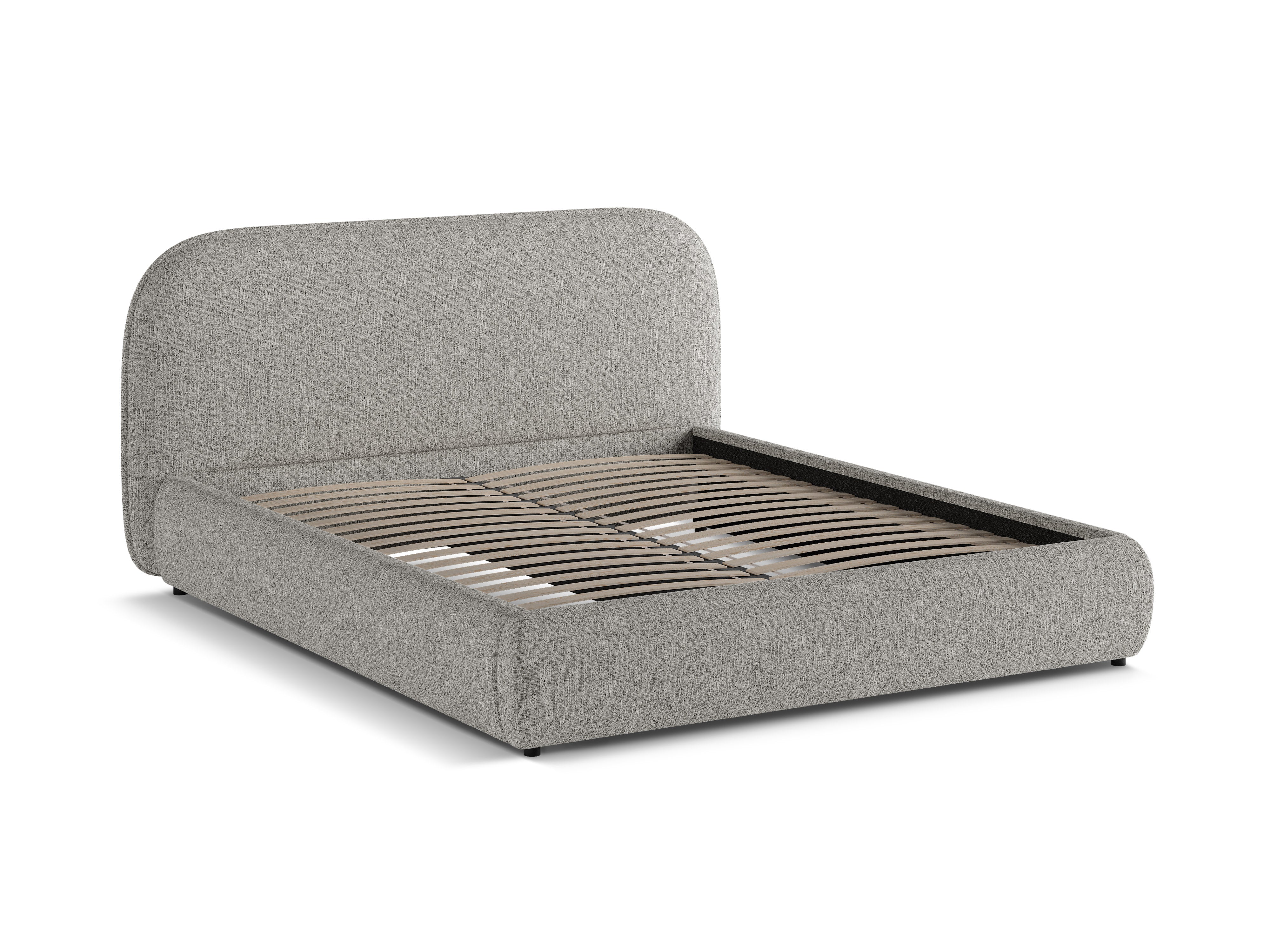 Bett MURADA hellgrau Melange Chenille