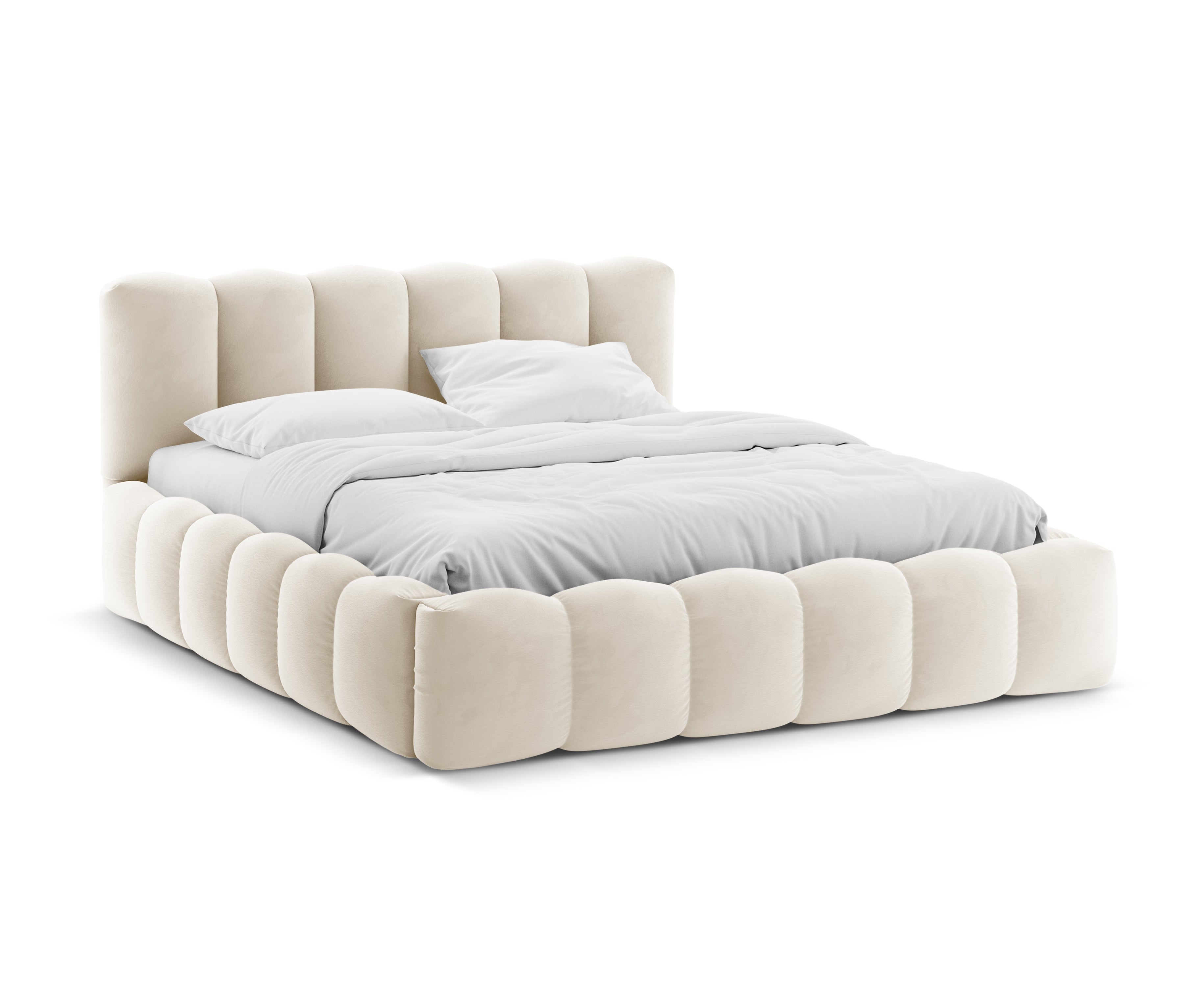 Samtbett mit Bettkasten LUPINE beige