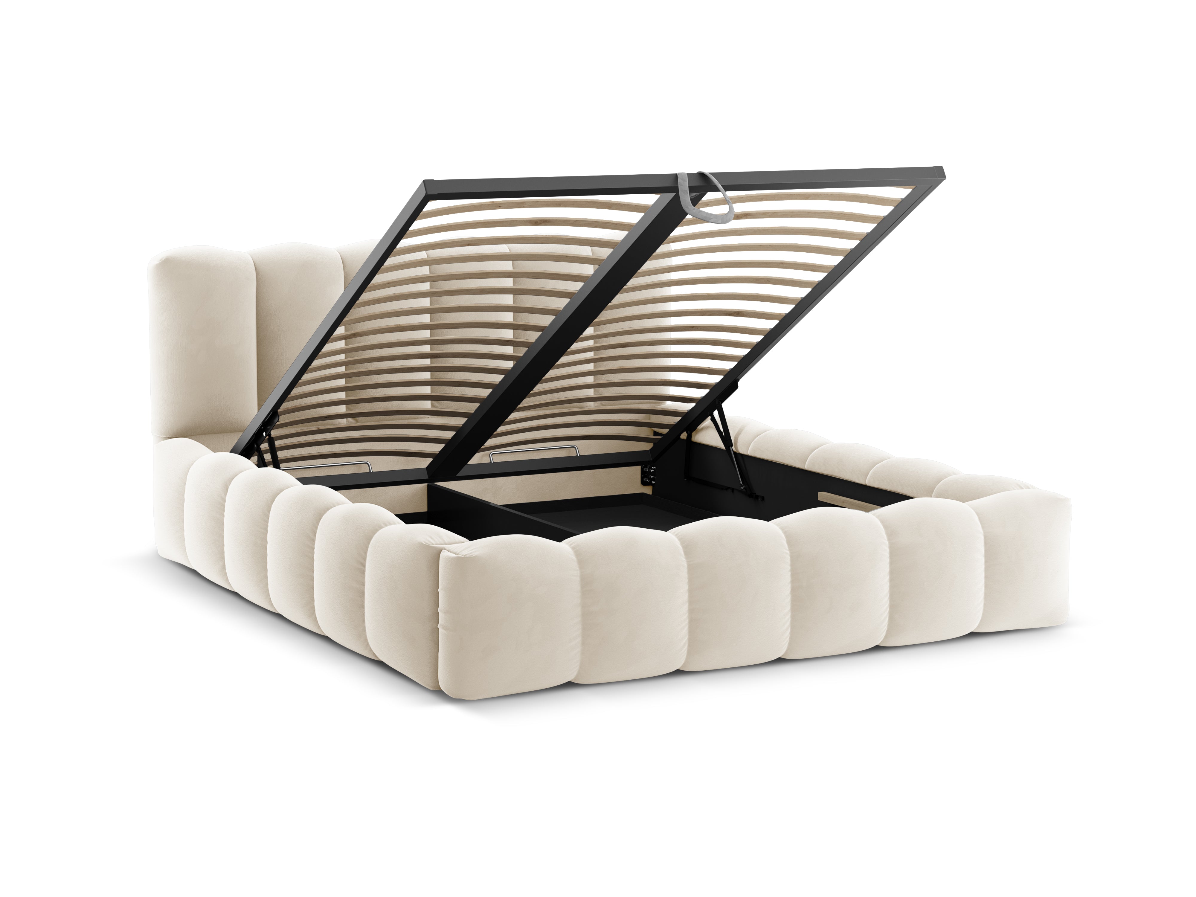Samtbett mit Bettkasten LUPINE beige
