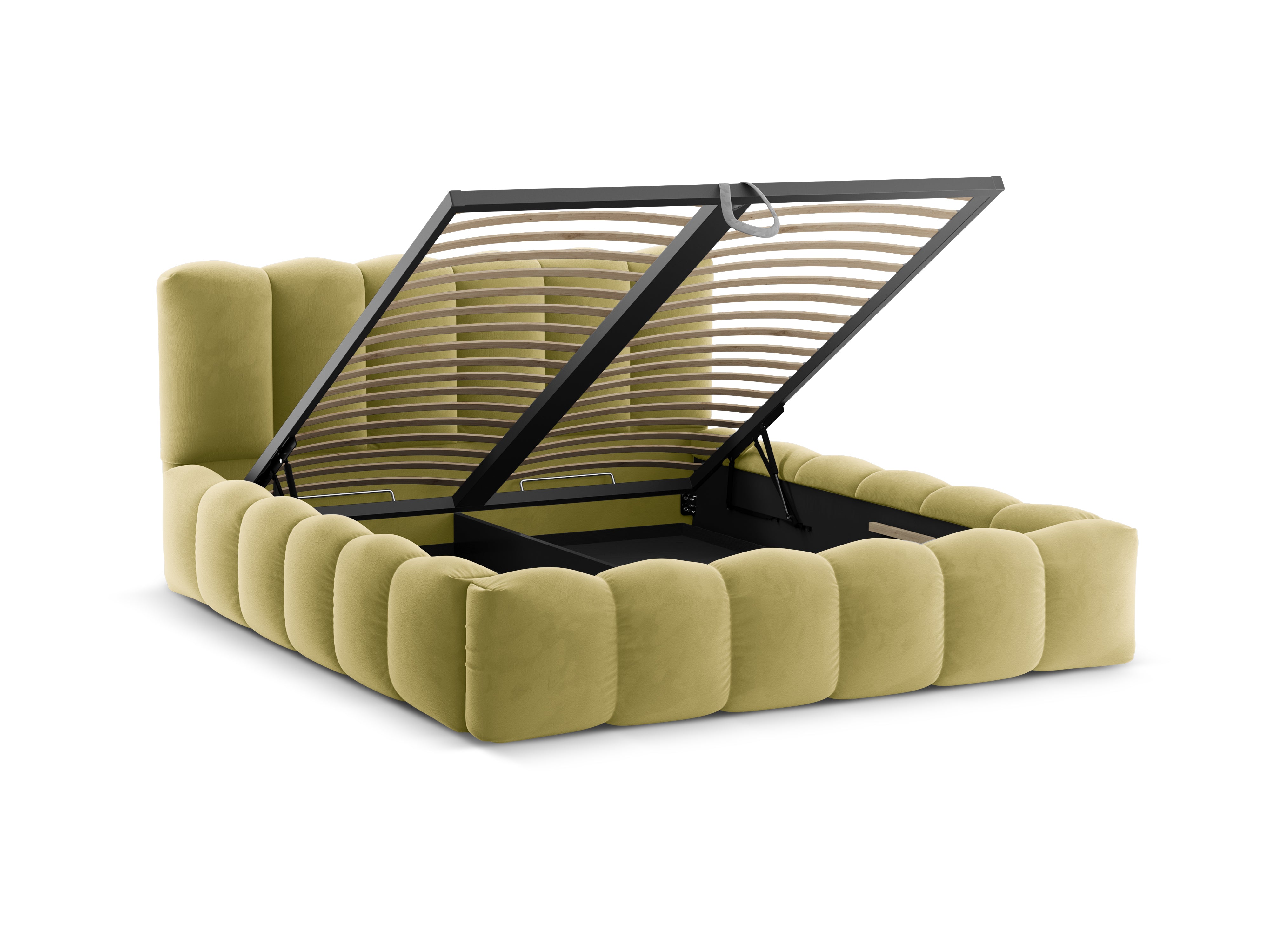 Samtbett mit Bettkasten LUPINE in Limette