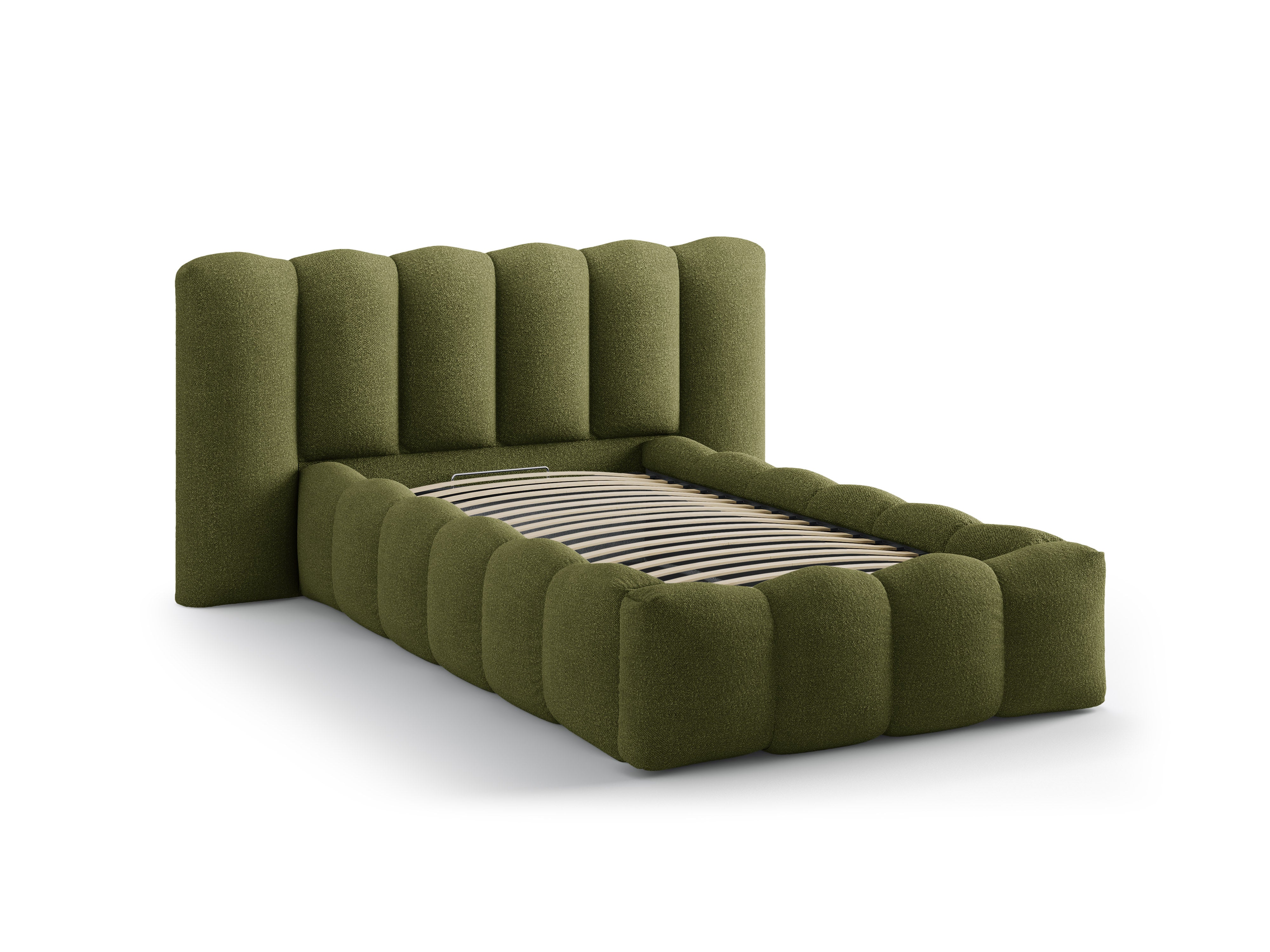 Łóżko LUPINE ciemna zieleń oliwkowa boucle – Micadoni
