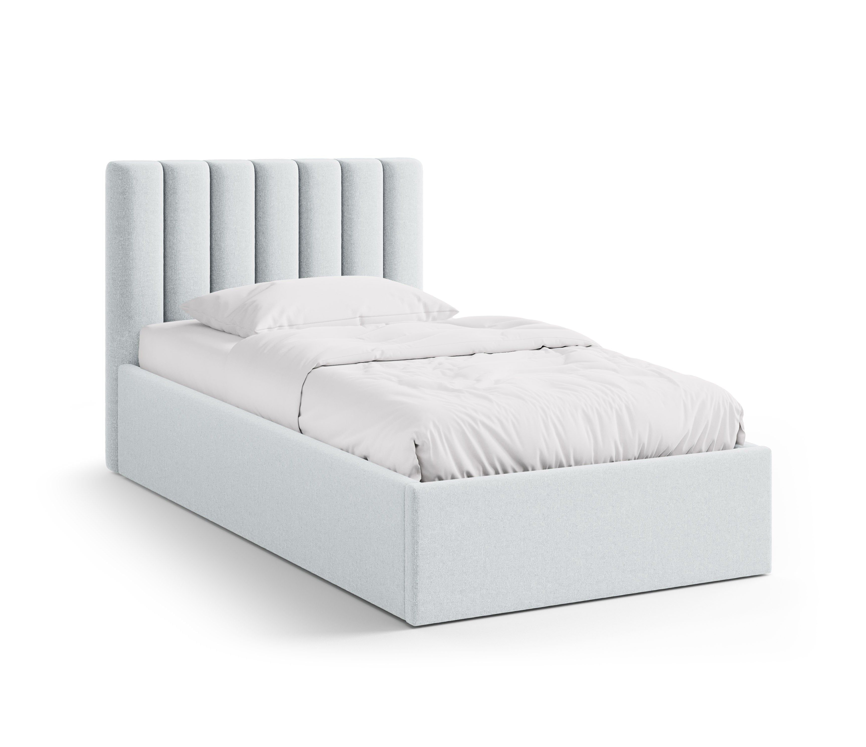 Einzelbett mit Bettkasten ALLISON hellgrau