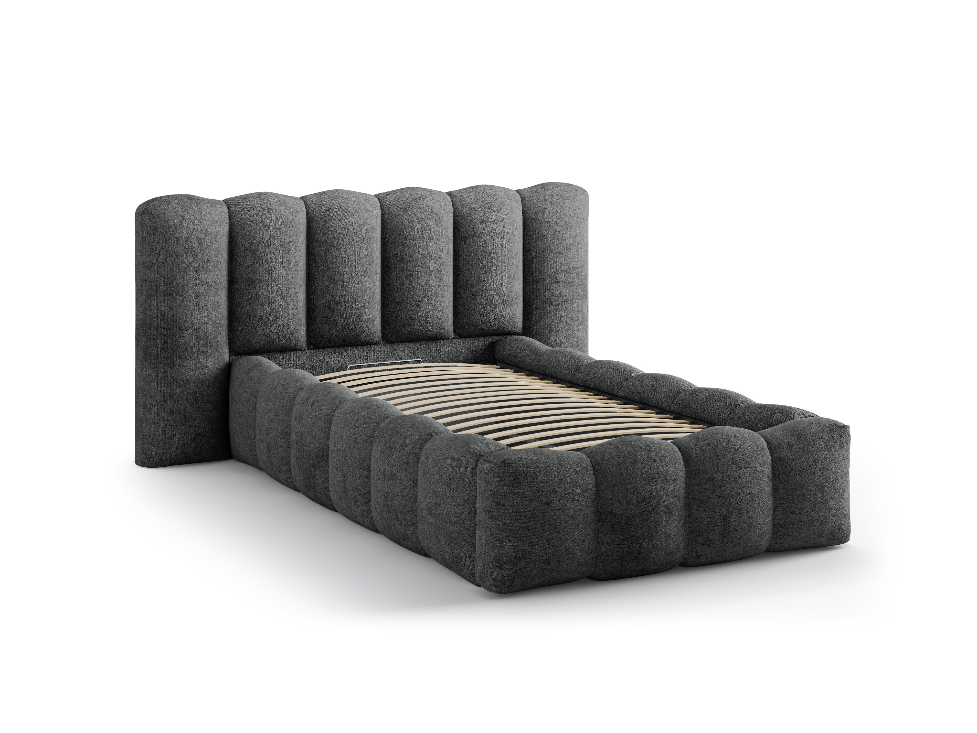 Bett LUPINE dunkelgrau Chenille