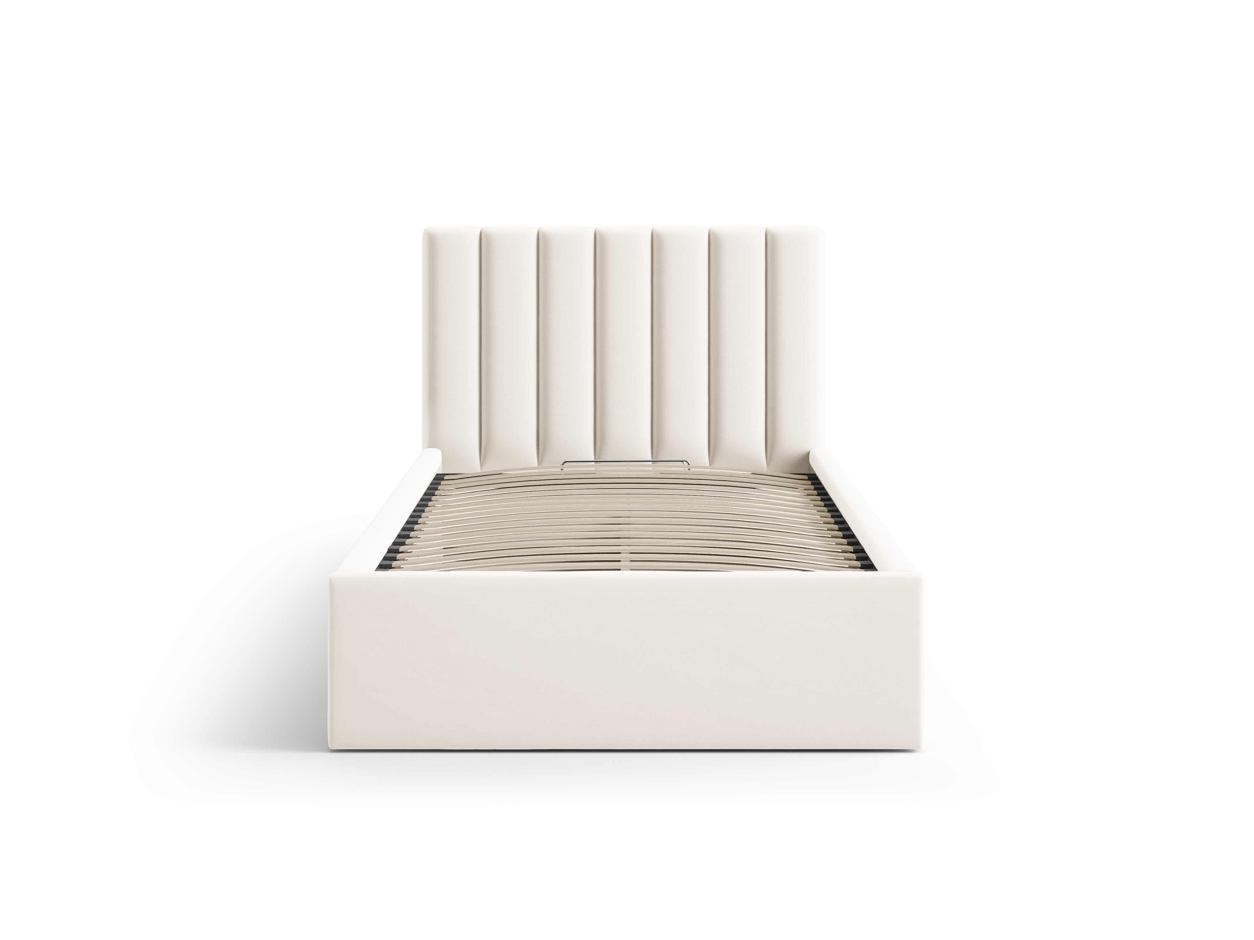 Einzelbett aus Samt mit Bettkasten ALLISON in hellbeige