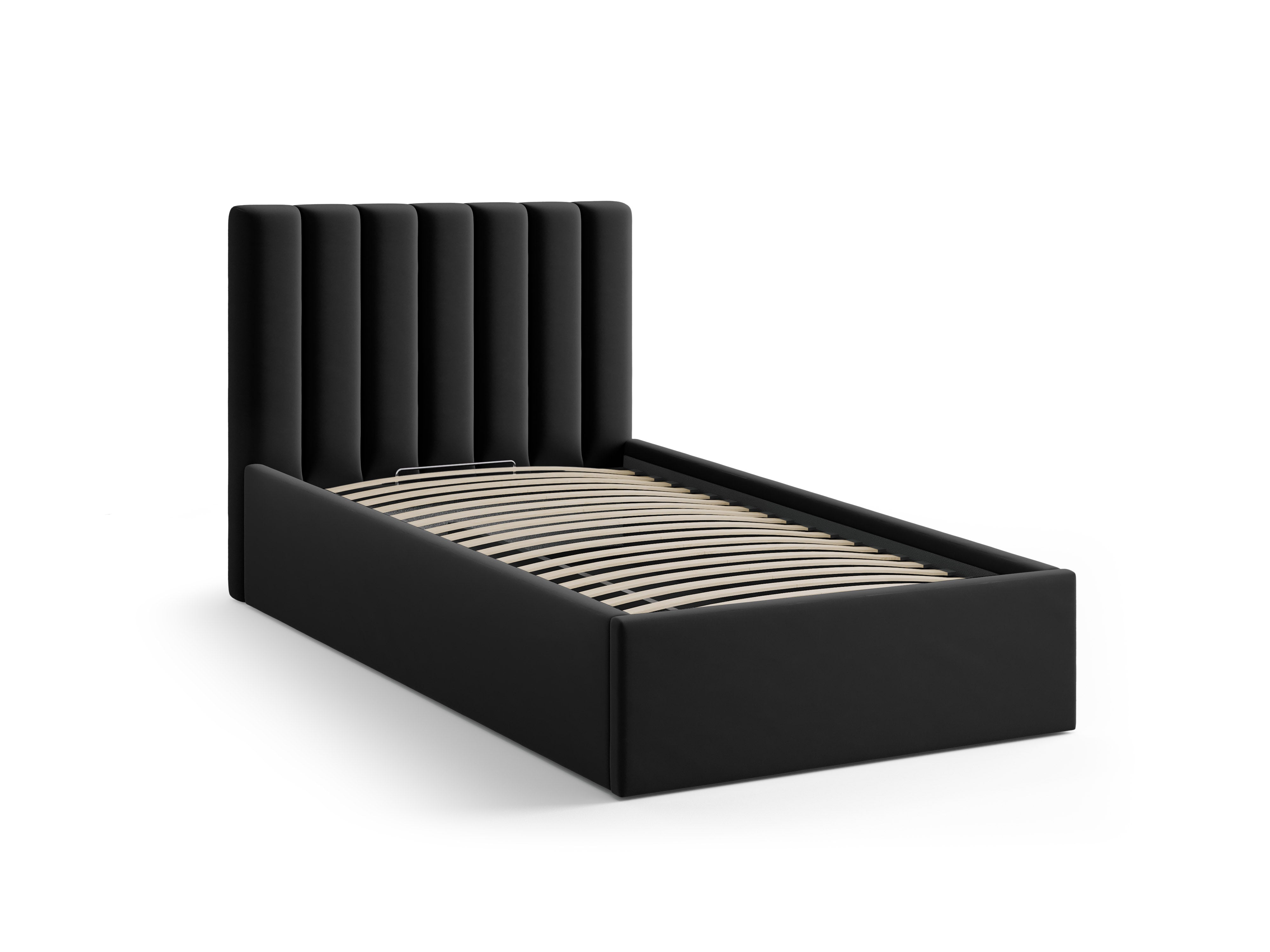 Einzelbett aus Samt mit Bettkasten ALLISON schwarz