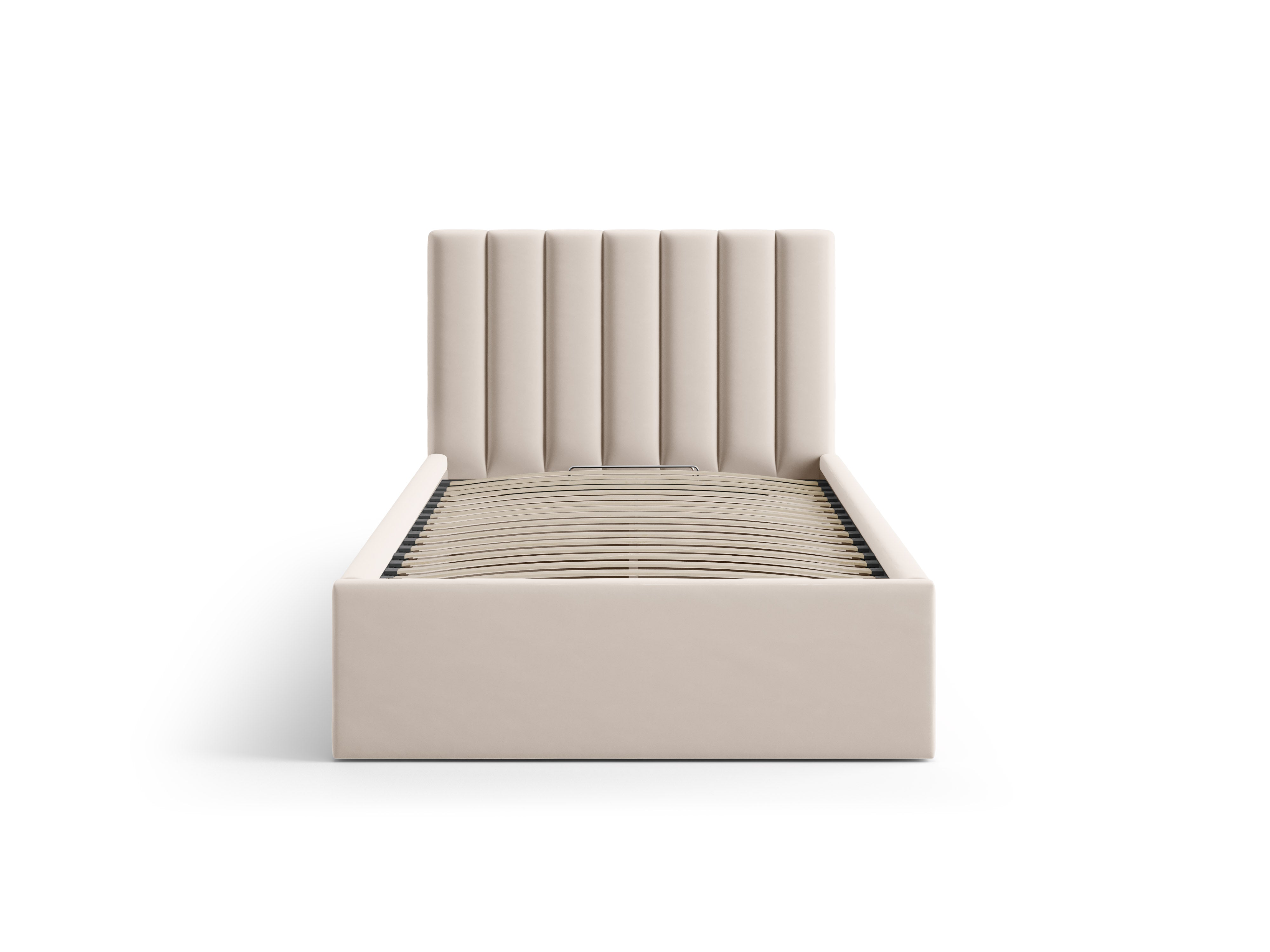 Einzelbett aus Samt mit Bettkasten ALLISON beige