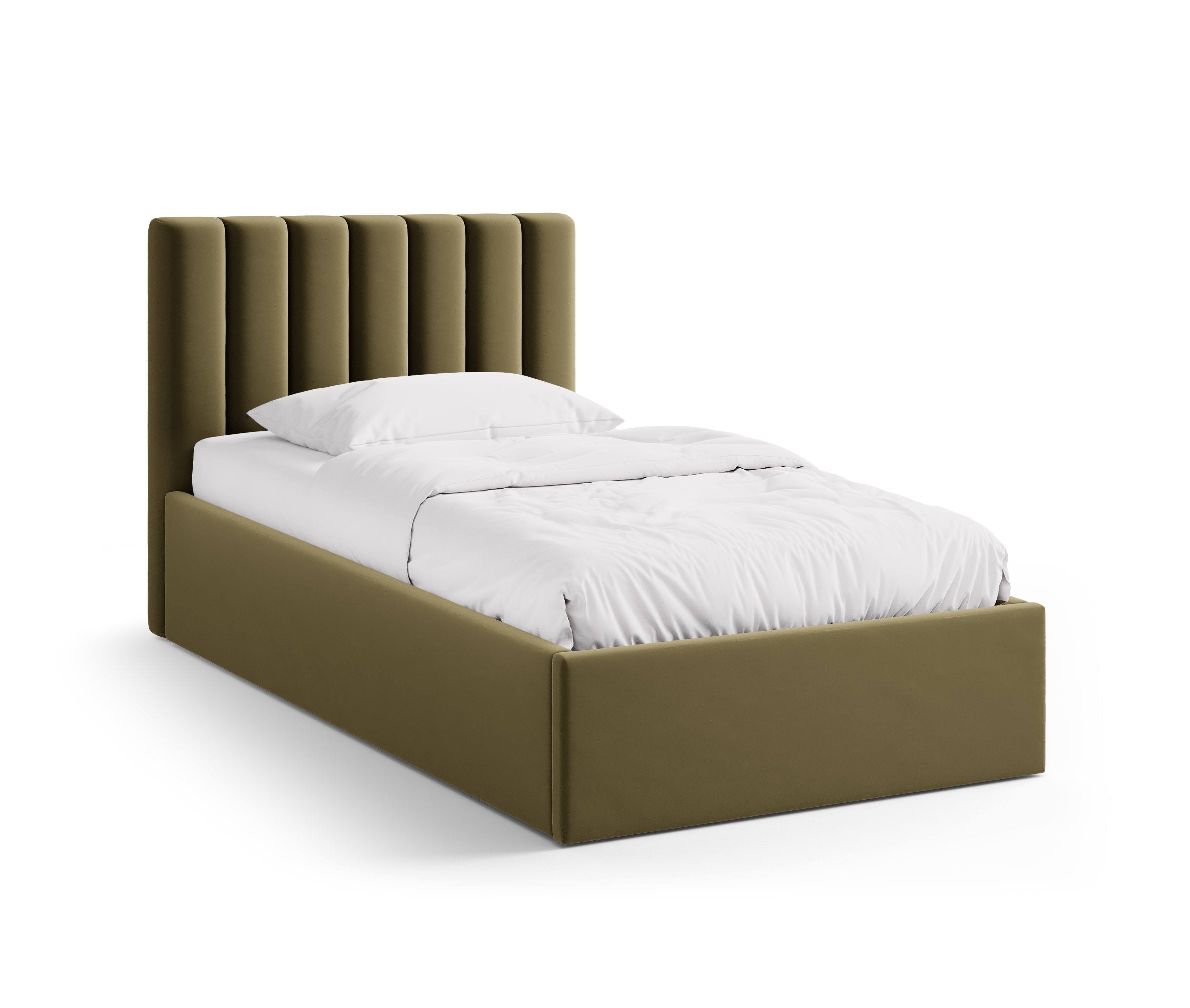 Einzelbett aus Samt mit Bettkasten ALLISON grün