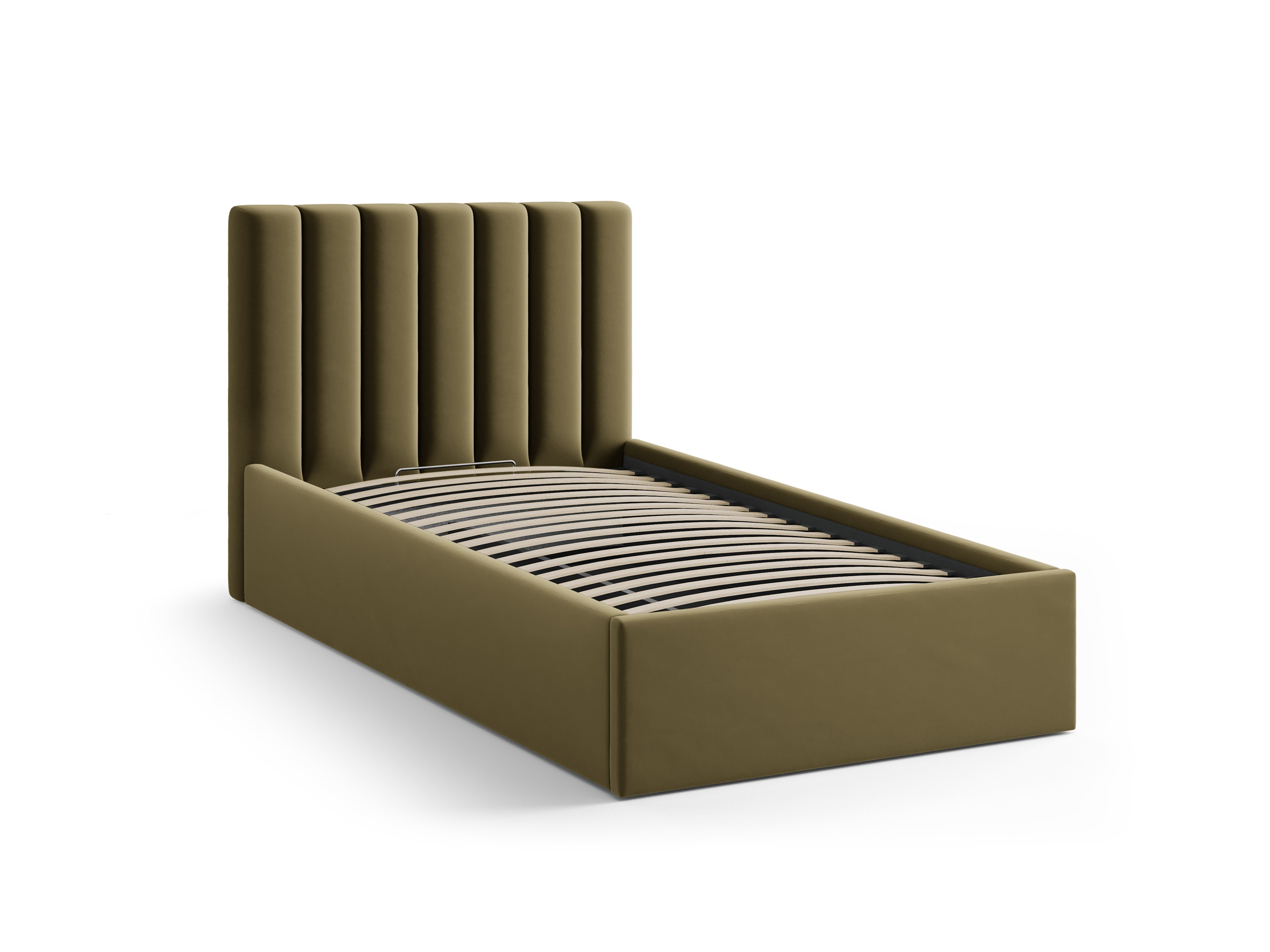 Einzelbett aus Samt mit Bettkasten ALLISON grün