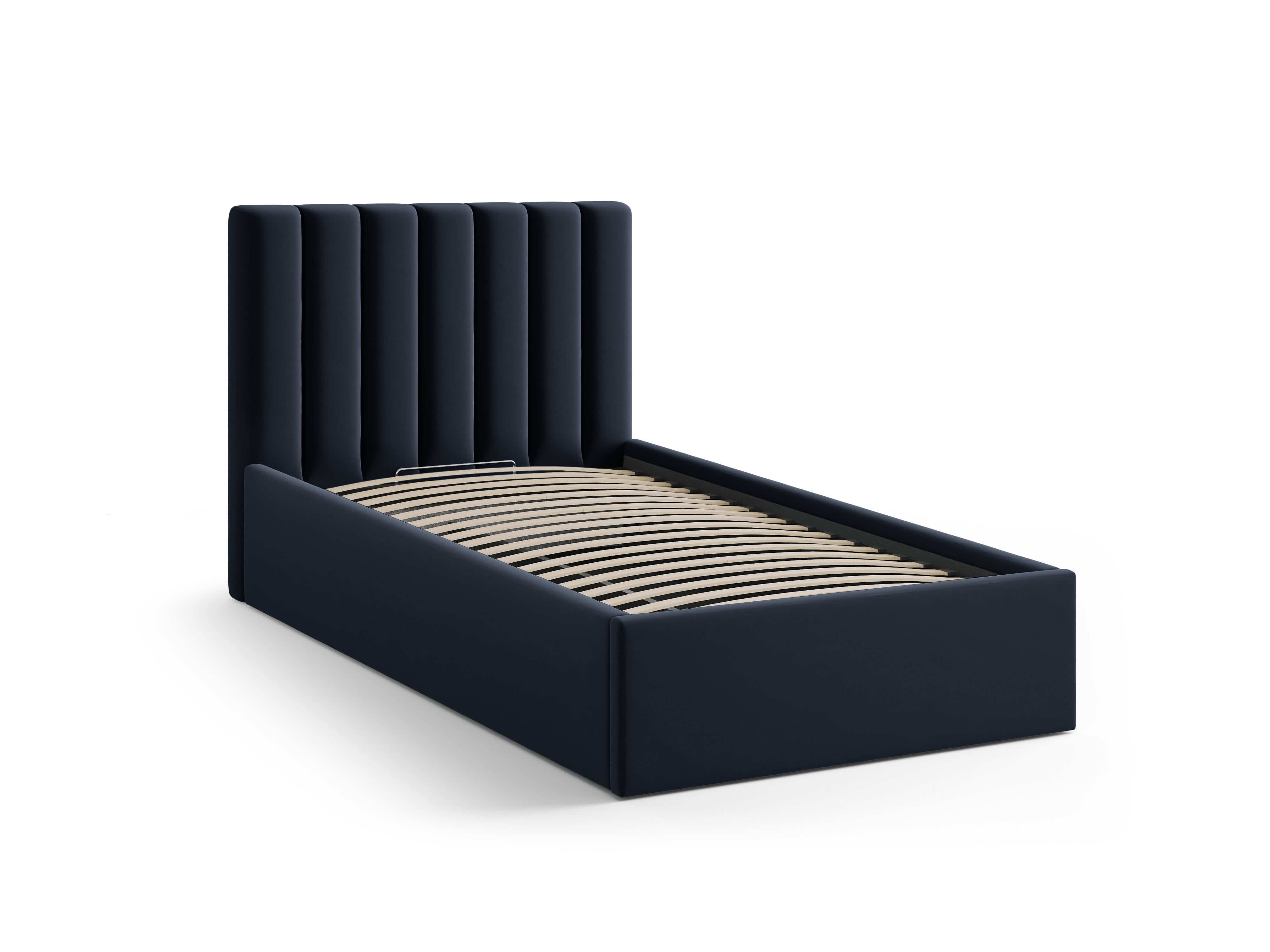 Einzelbett aus Samt mit Bettkasten ALLISON in Marineblau