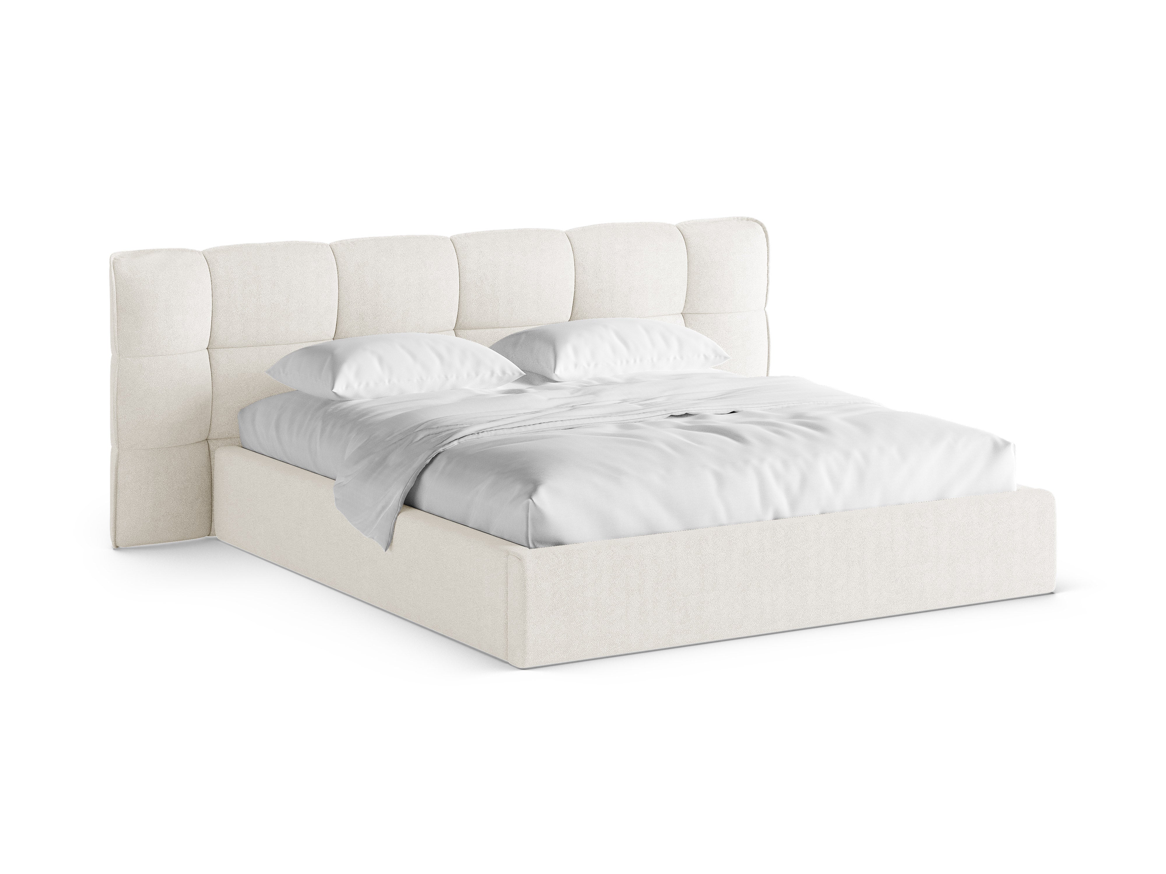 Bett mit Stauraum ERIC Elfenbein Boucle