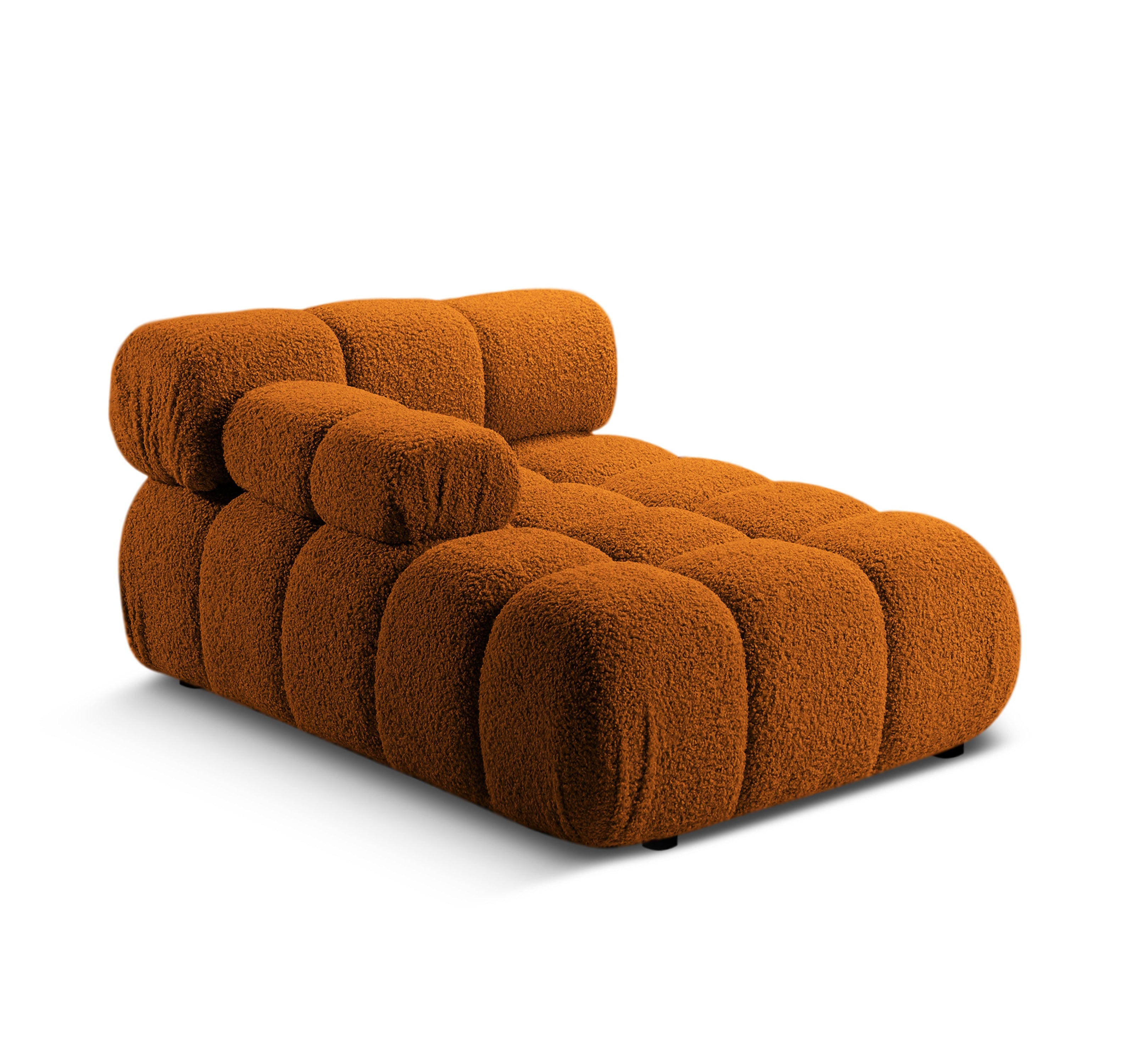 Linksseitiger Sessel BELLIS in ziegelrotem Boucle-Stoff