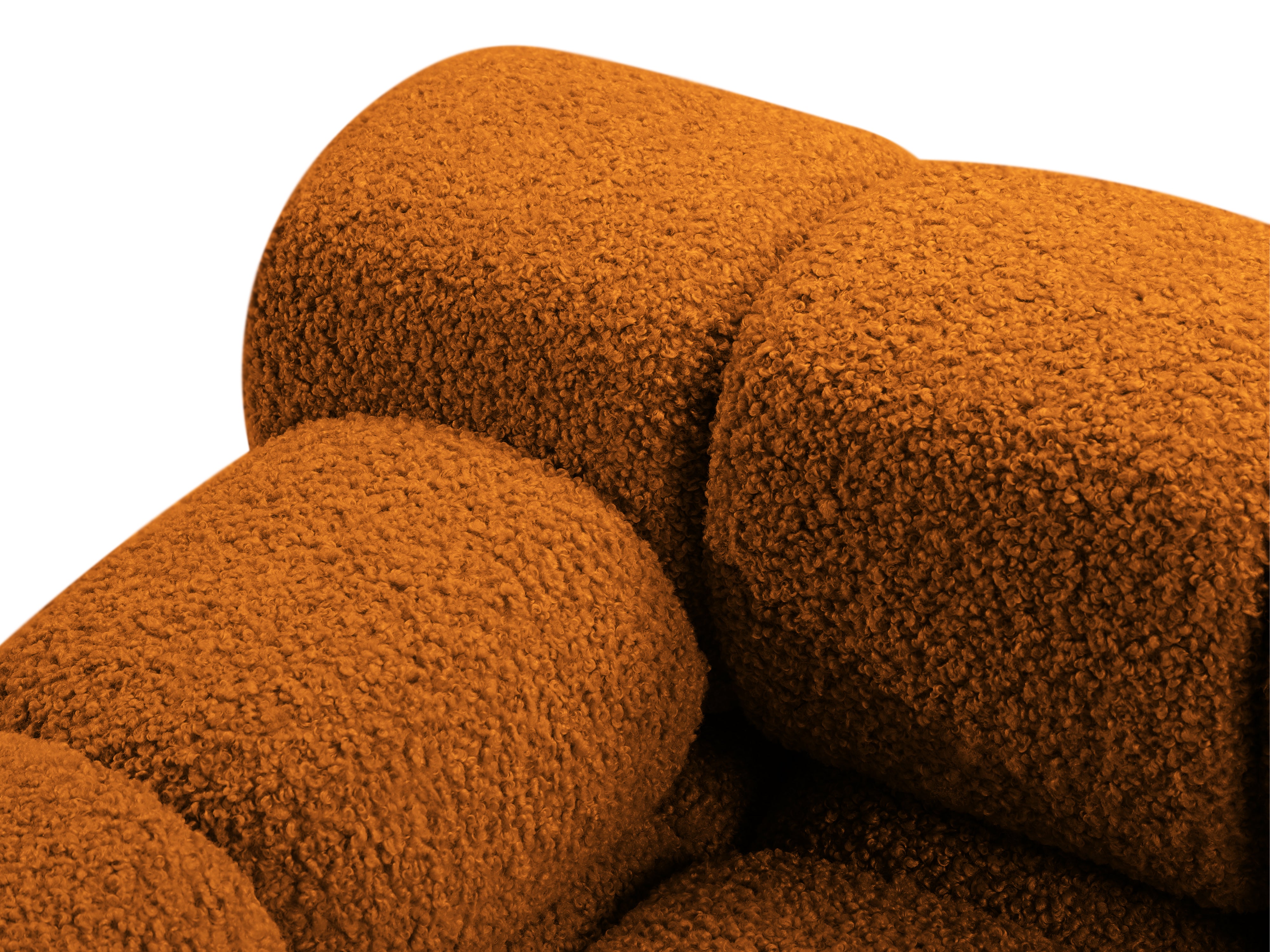 Linksseitiger Sessel BELLIS in ziegelrotem Boucle-Stoff