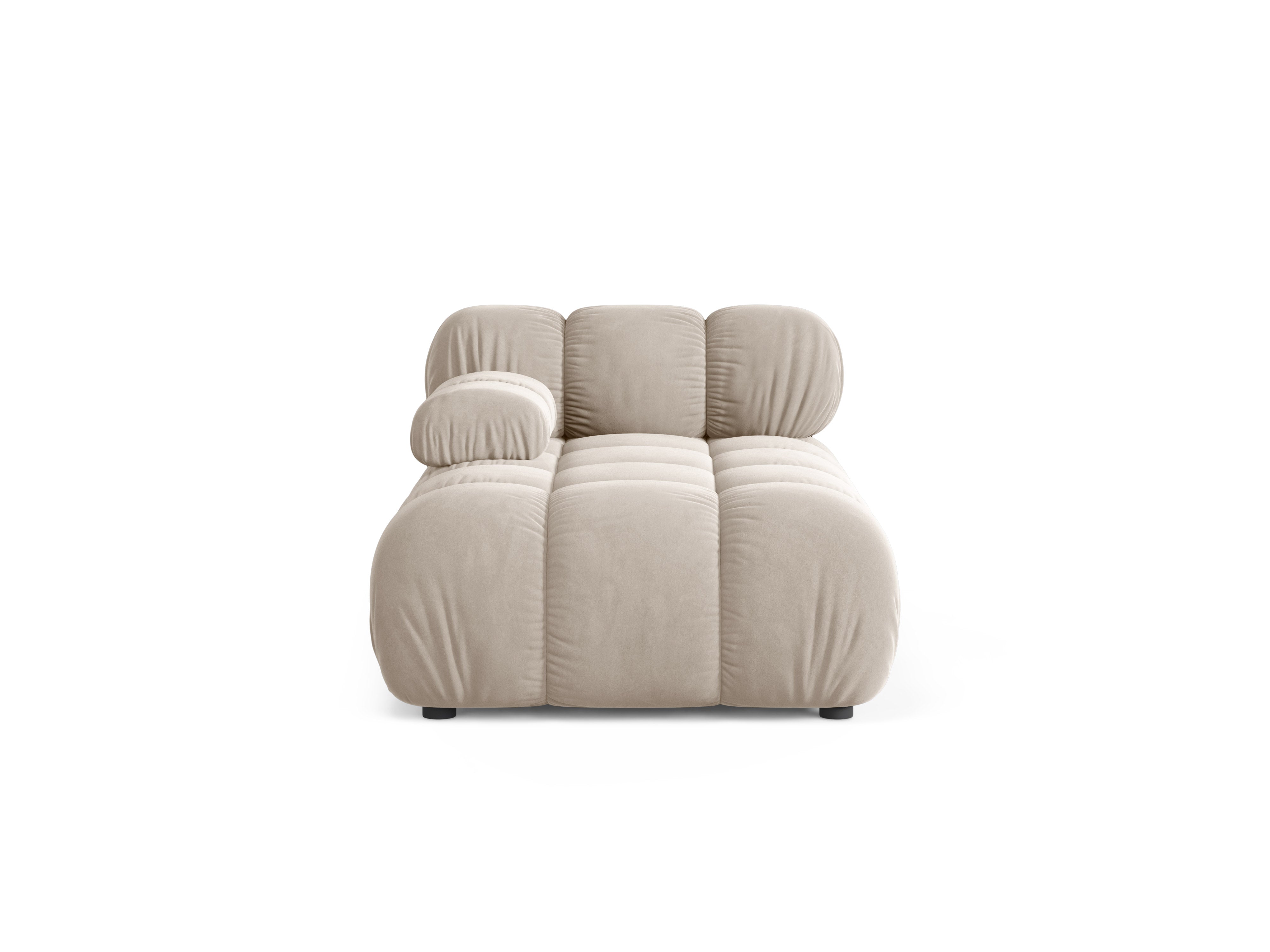 Sofalängs aus Samt, linksseitig, BELLIS, beige
