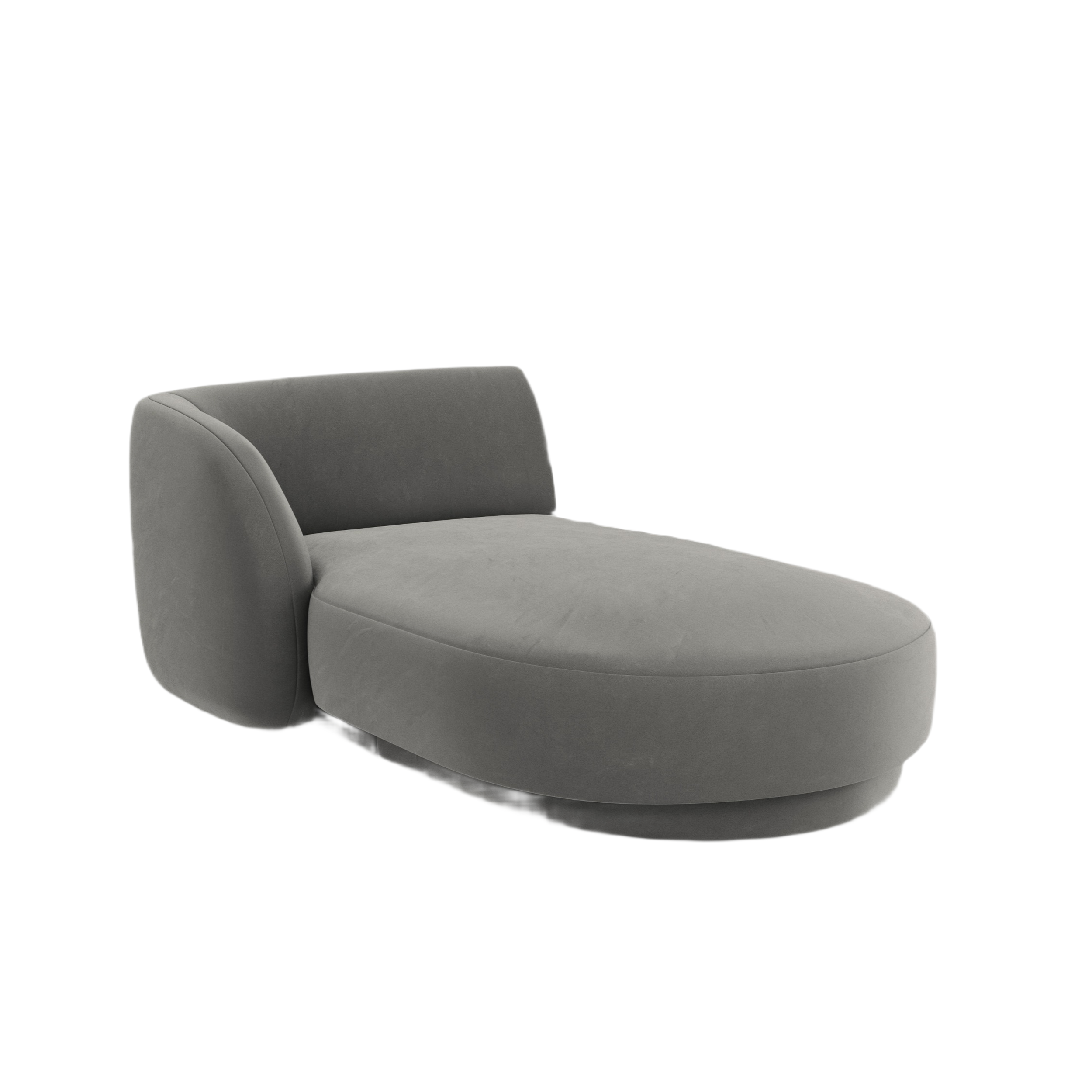 Linksseitiger Samt-Sessel MILEY hellgrau