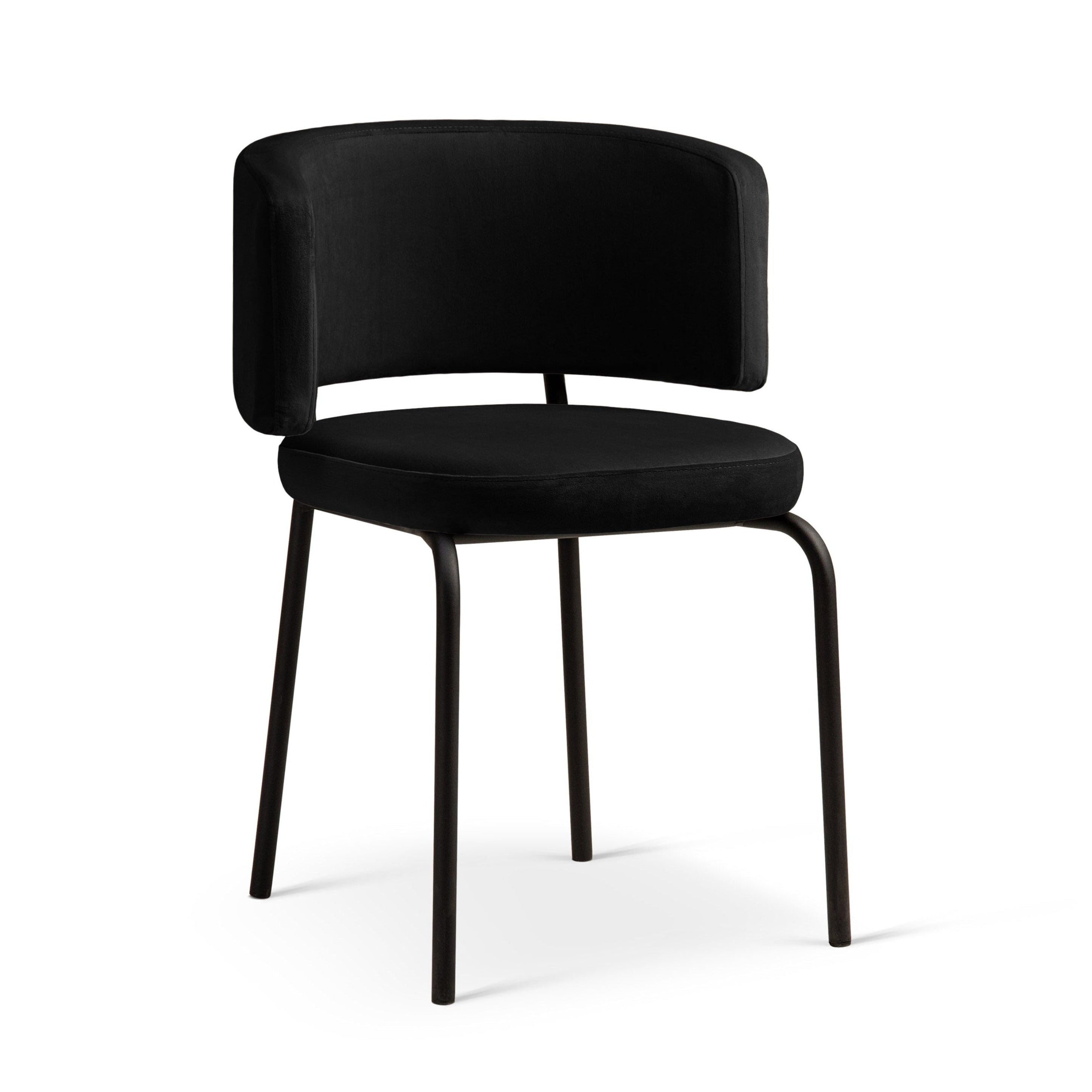 Velvet Chair DORA Black with Black Base [Ewelina] [Amelia spr]