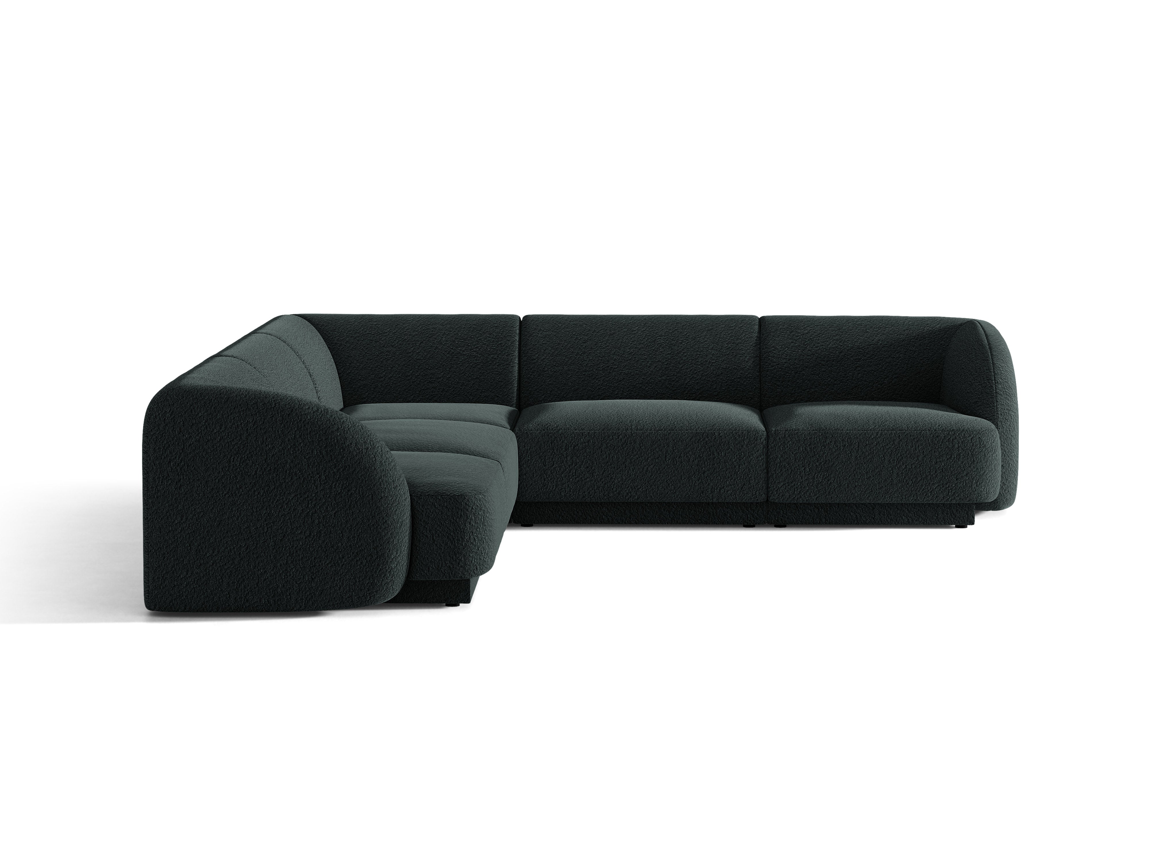 Symmetrische 5-Sitzer-Eckcouch MILEY schwarzes Boucle