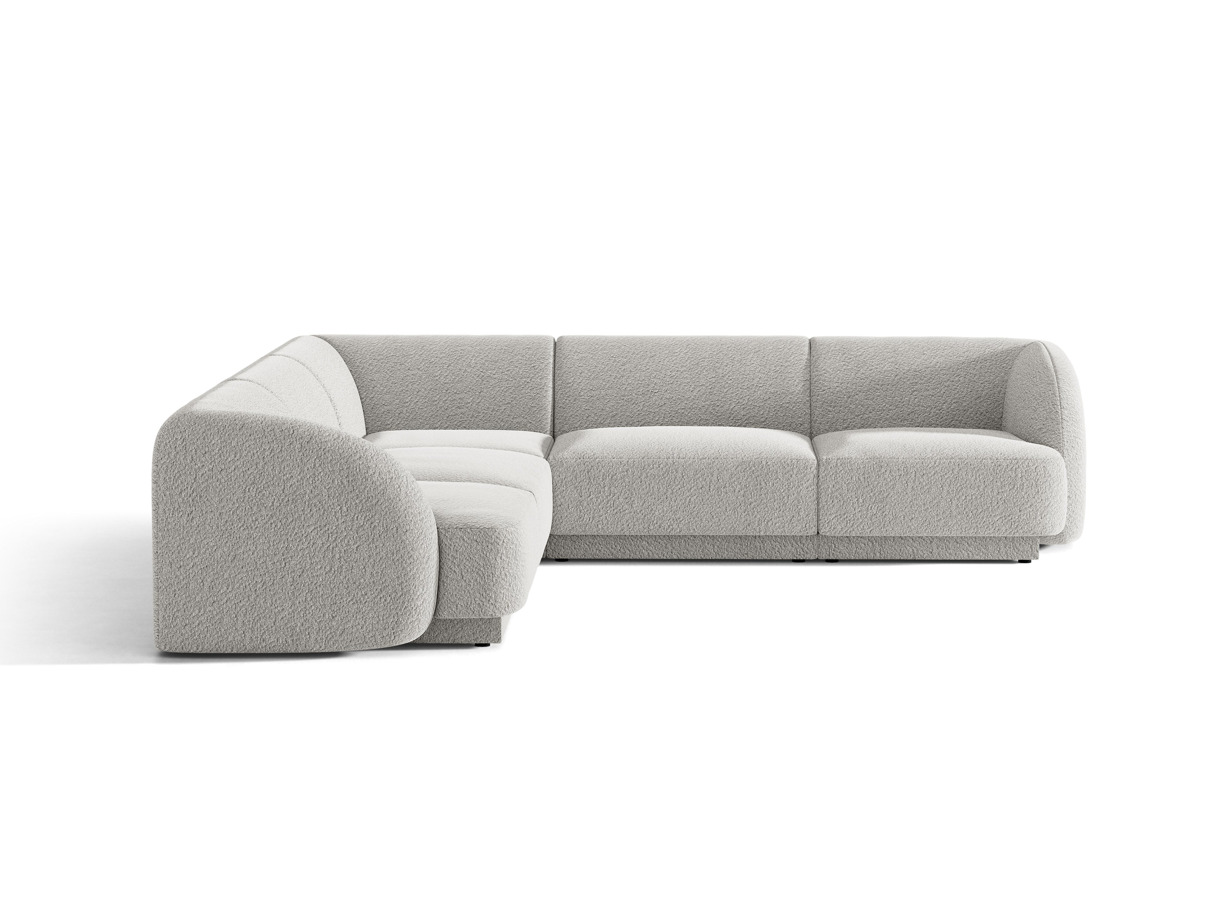 Symmetrische 5-Sitzer-Eckcouch MILEY hellgrau Boucle