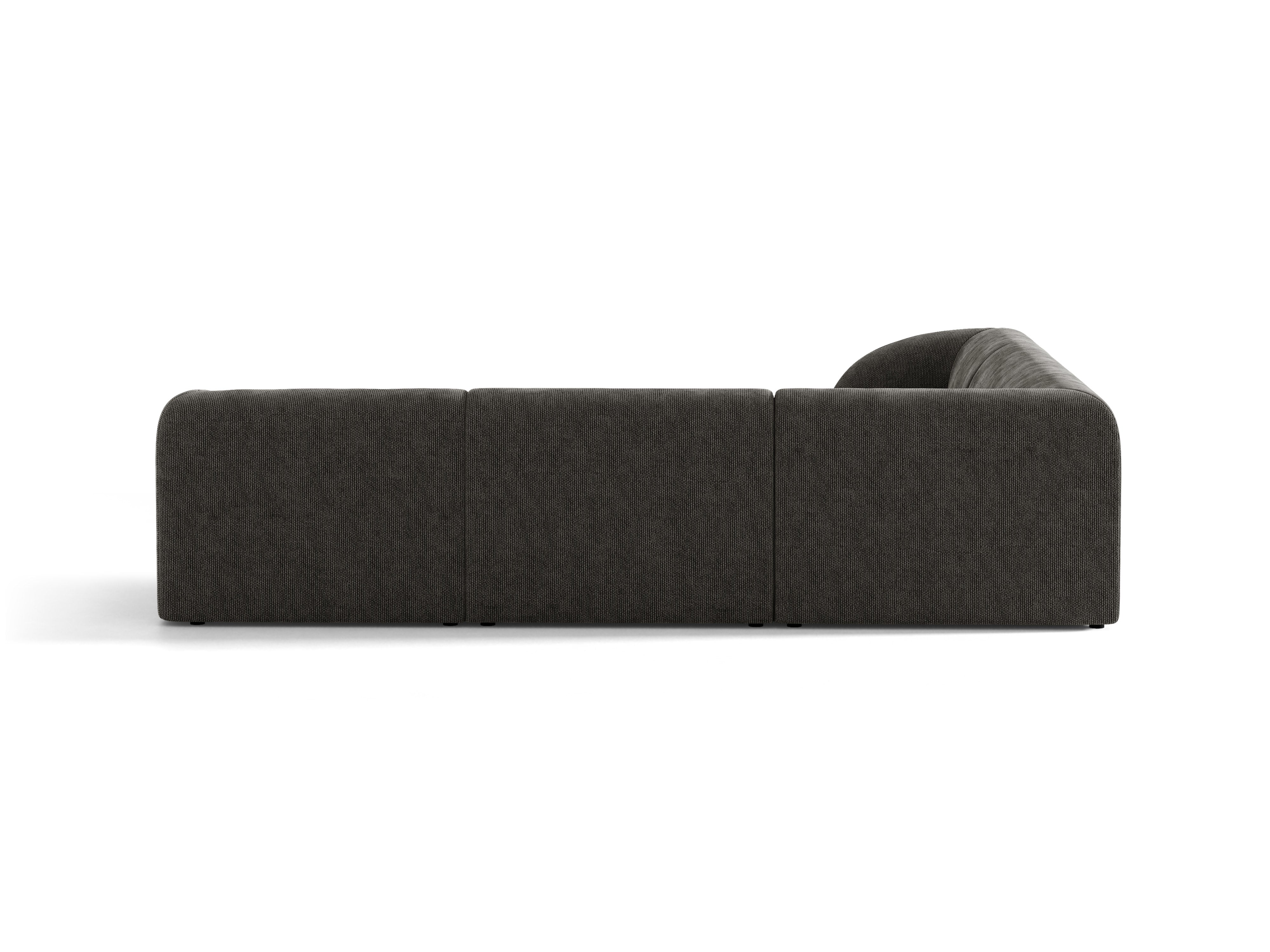 Symmetrische Eckcouch MILEY graues, seidiges Chenille
