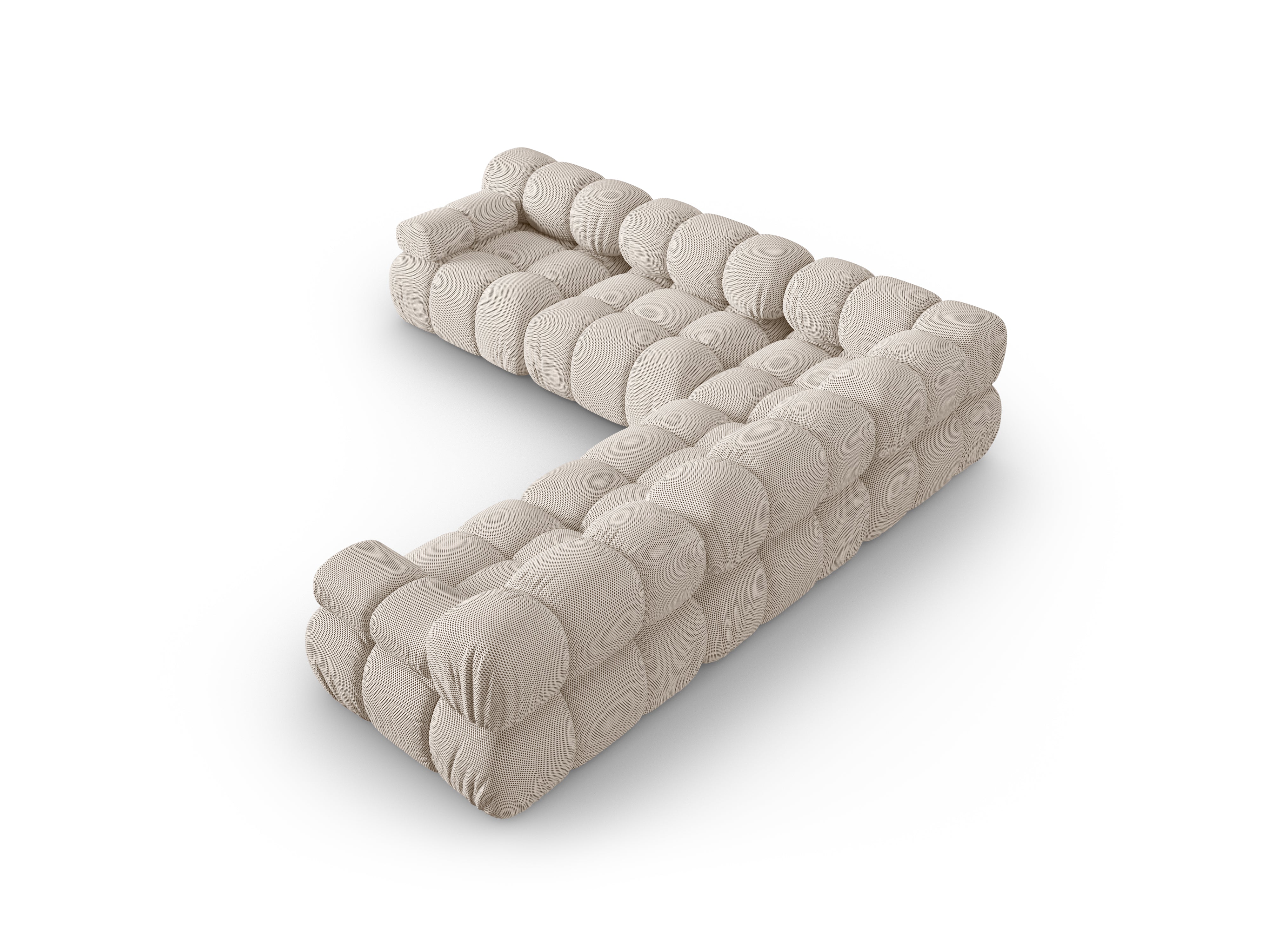 Symmetrische Eckcouch BELLIS in beigem 3D-Stoff
