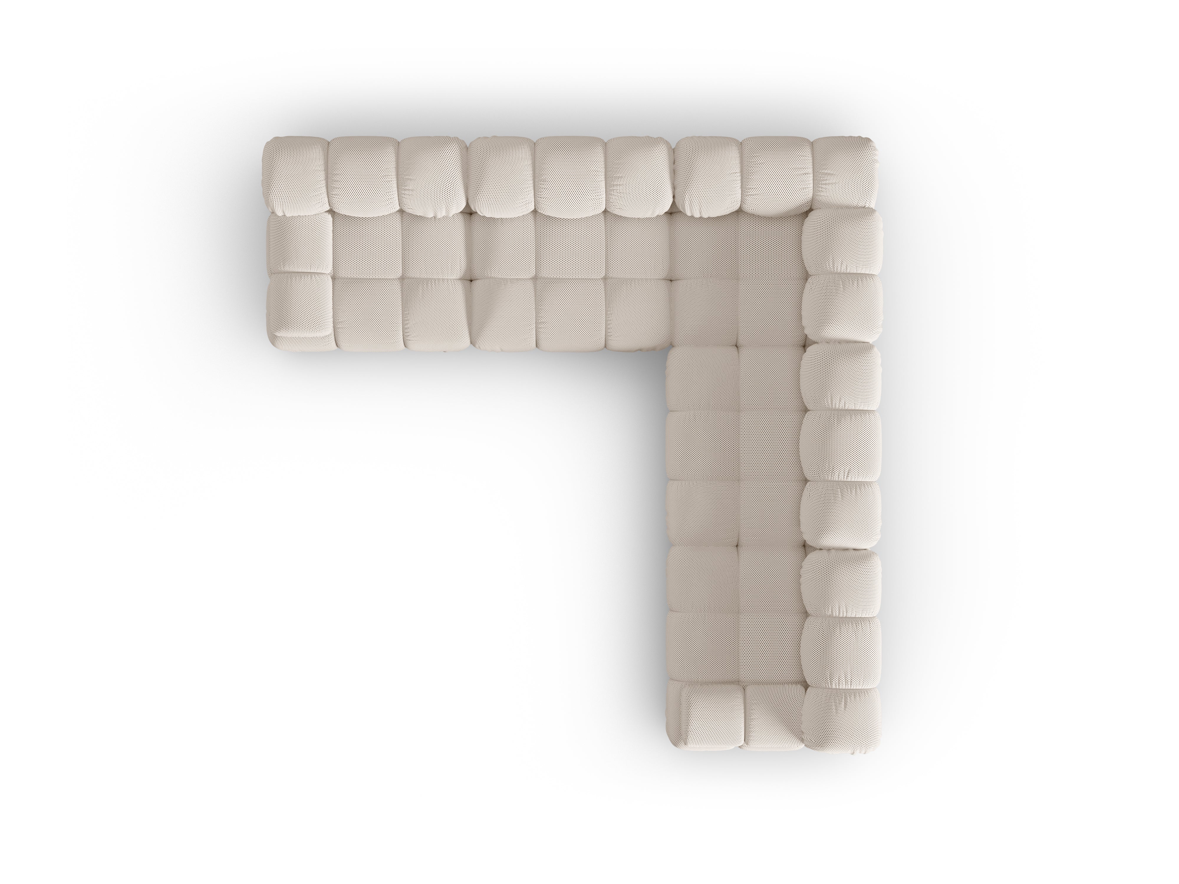 Symmetrische Eckcouch BELLIS in beigem 3D-Stoff