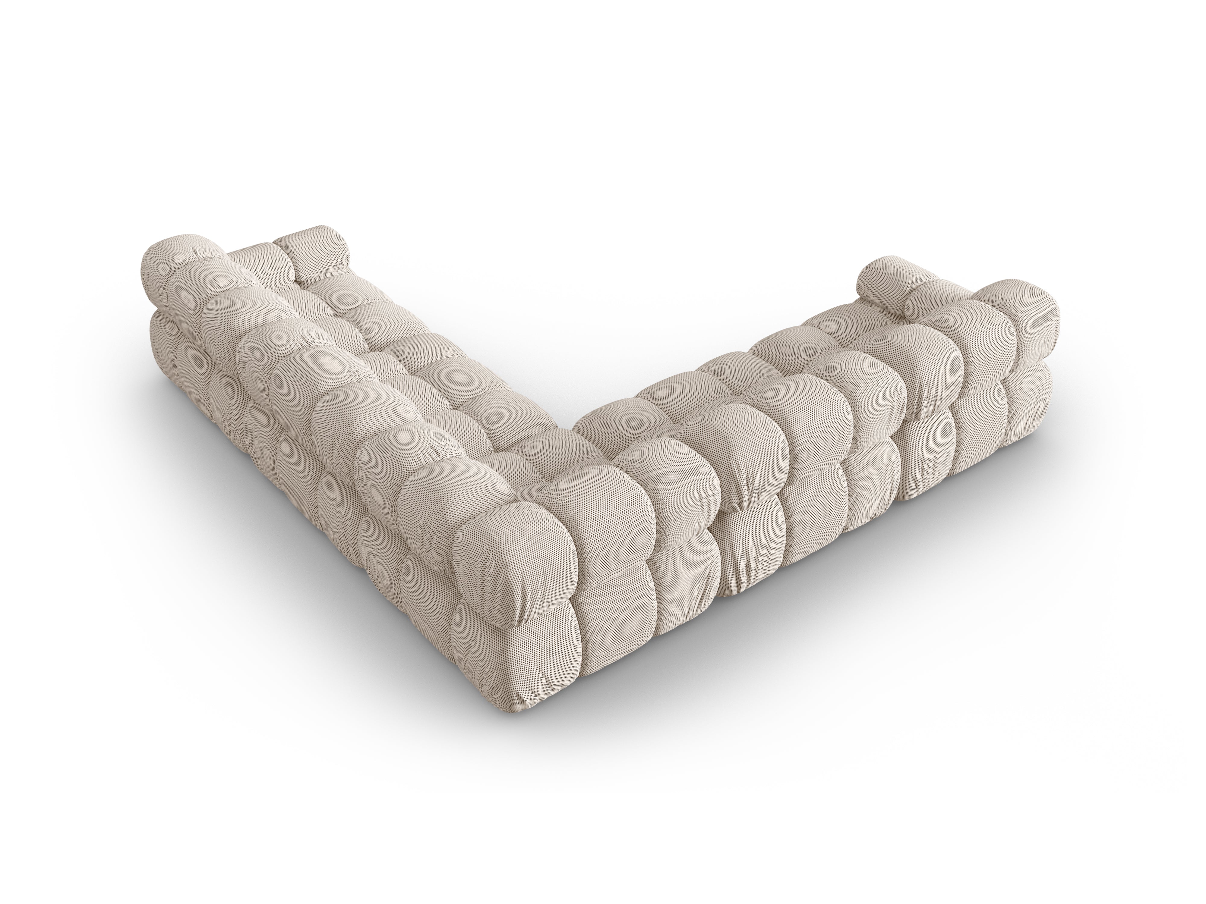 Symmetrische Eckcouch BELLIS in beigem 3D-Stoff