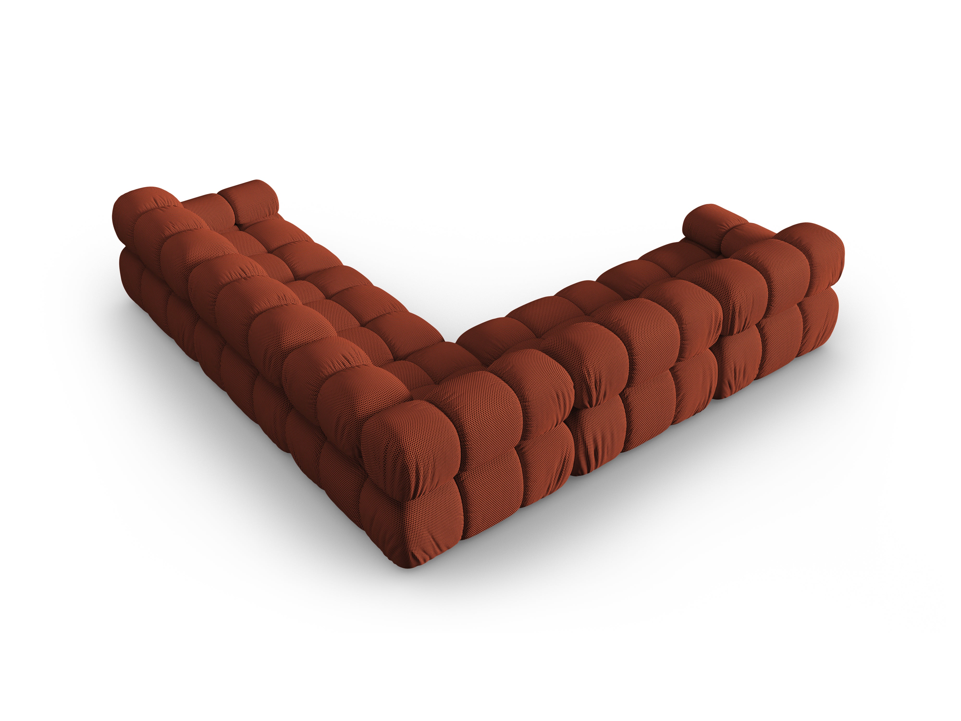 Symmetrische Eckcouch BELLIS aus ziegelrotem 3D-Stoff