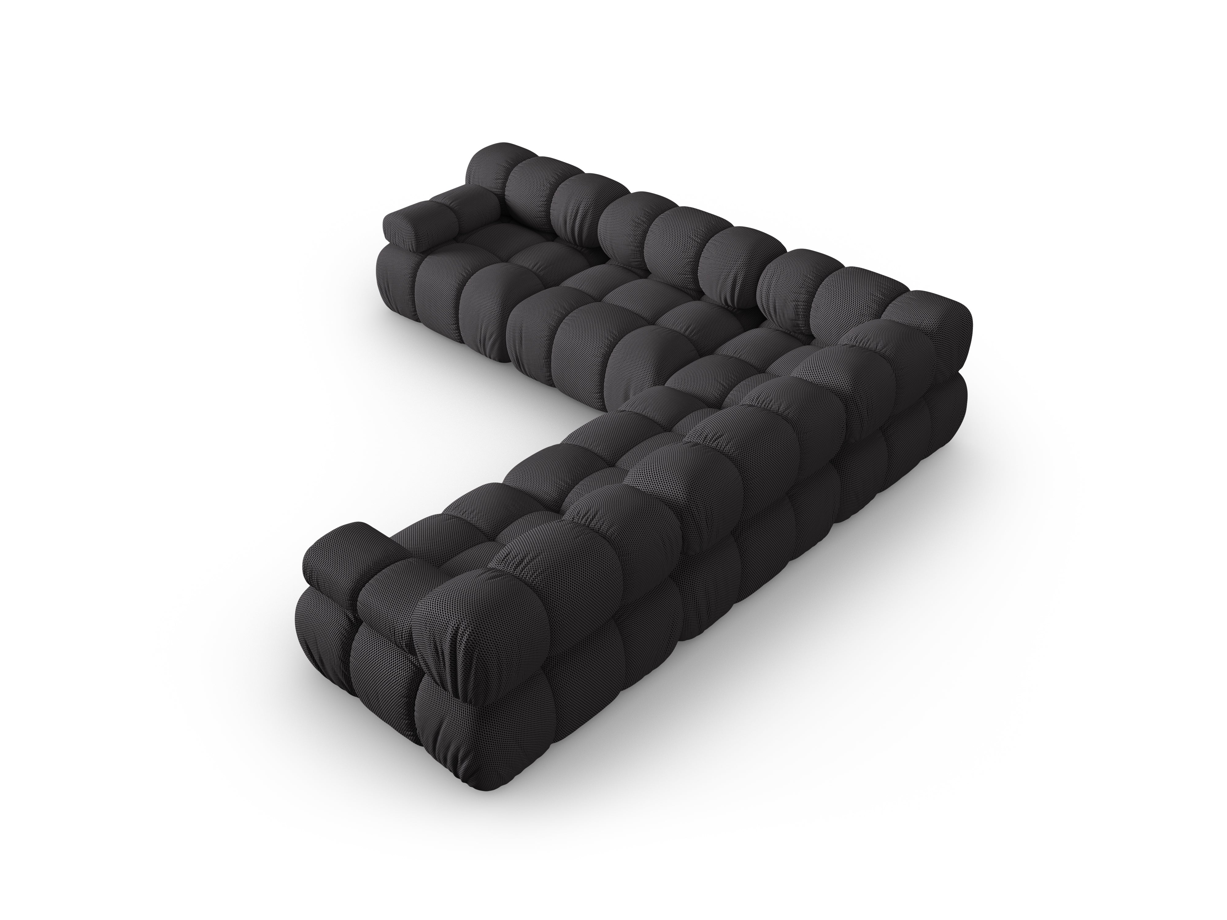 Symmetrische Eckcouch BELLIS in dunkelgrauem 3D-Stoff