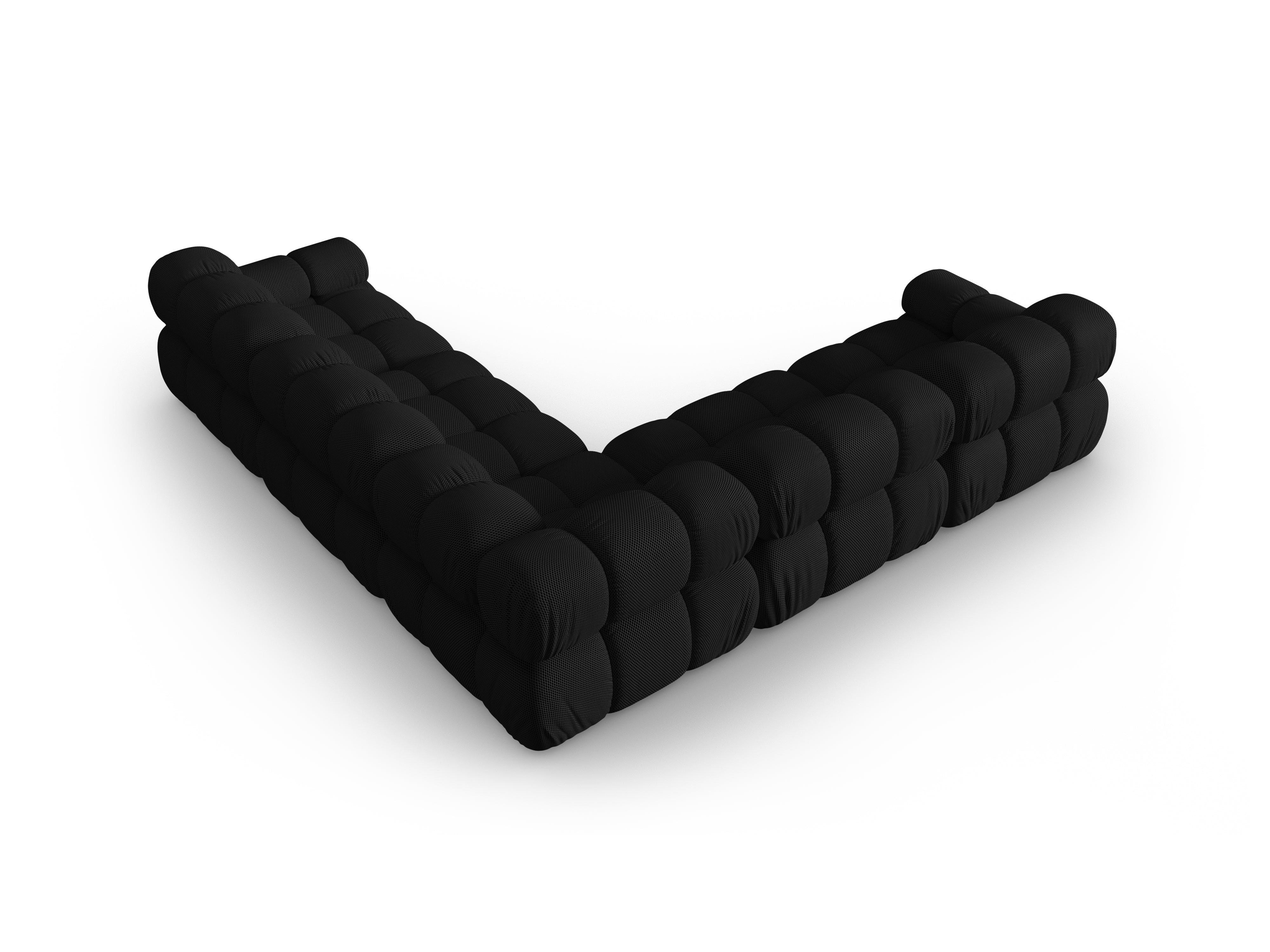 Symmetrische Eckcouch BELLIS in schwarzem 3D-Stoff