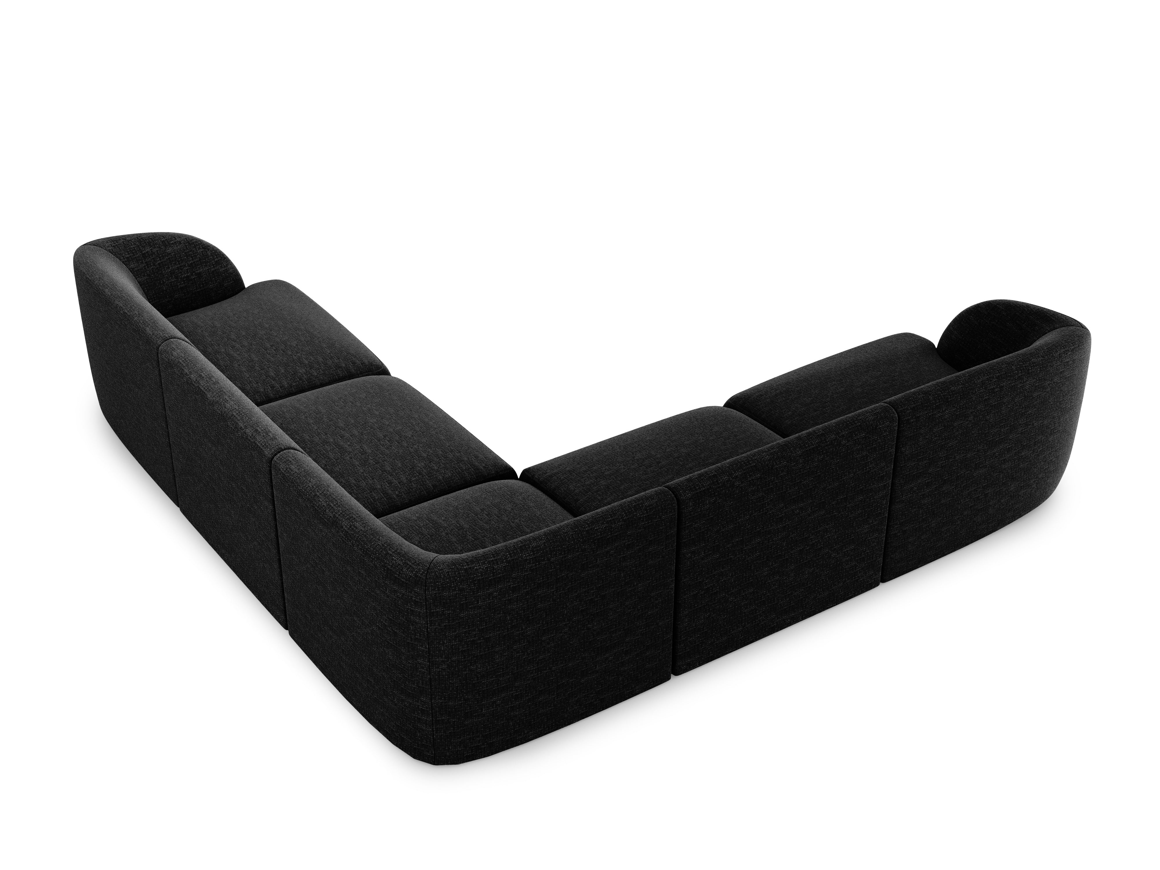 Symmetrische 5-Sitzer-Eckcouch MILEY schwarzes Chenille